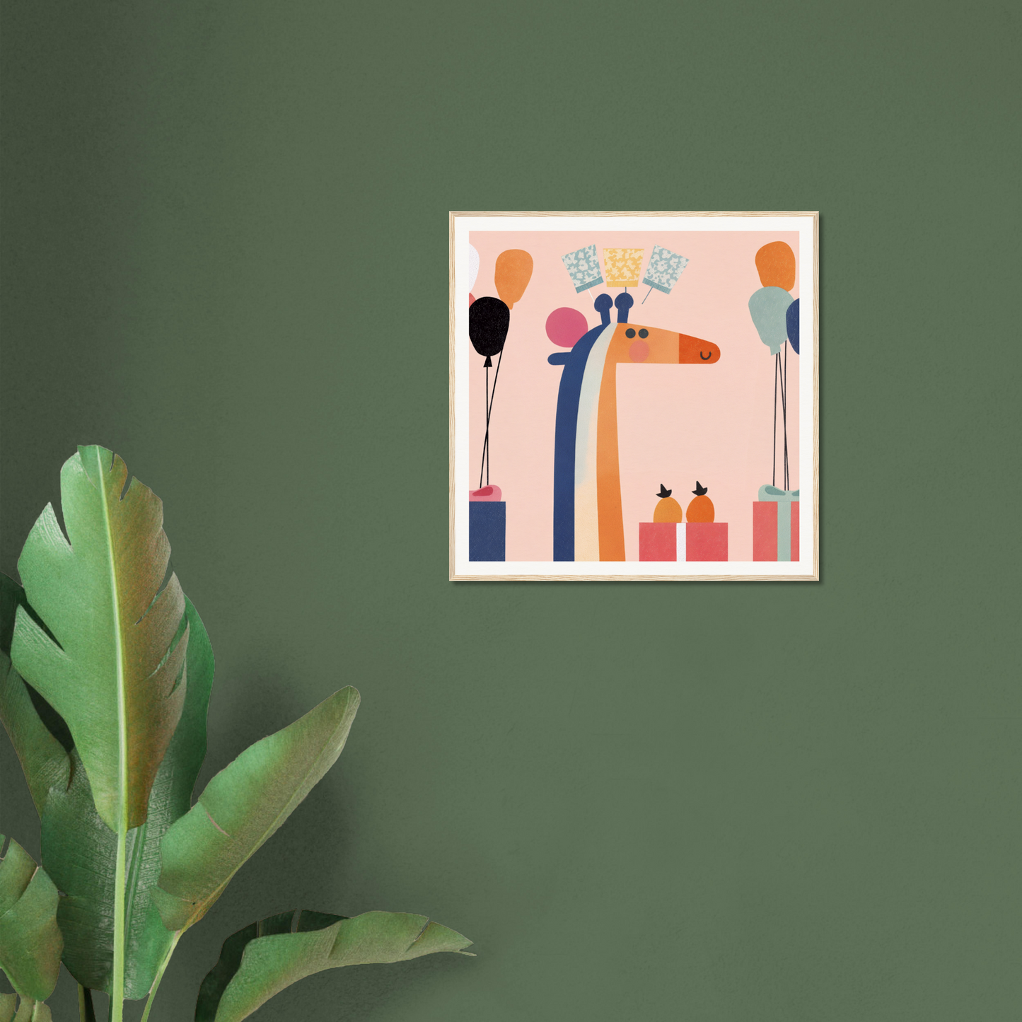 Framed poster of colorful geometric shapes for vibrant nursery wall art decor