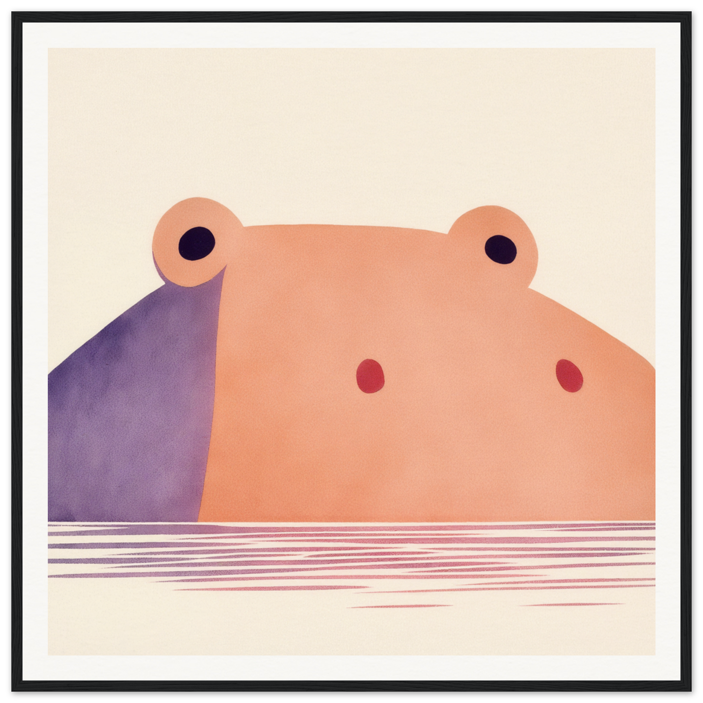 Minimalist hippo face illustration for adorable nursery wall art or decor