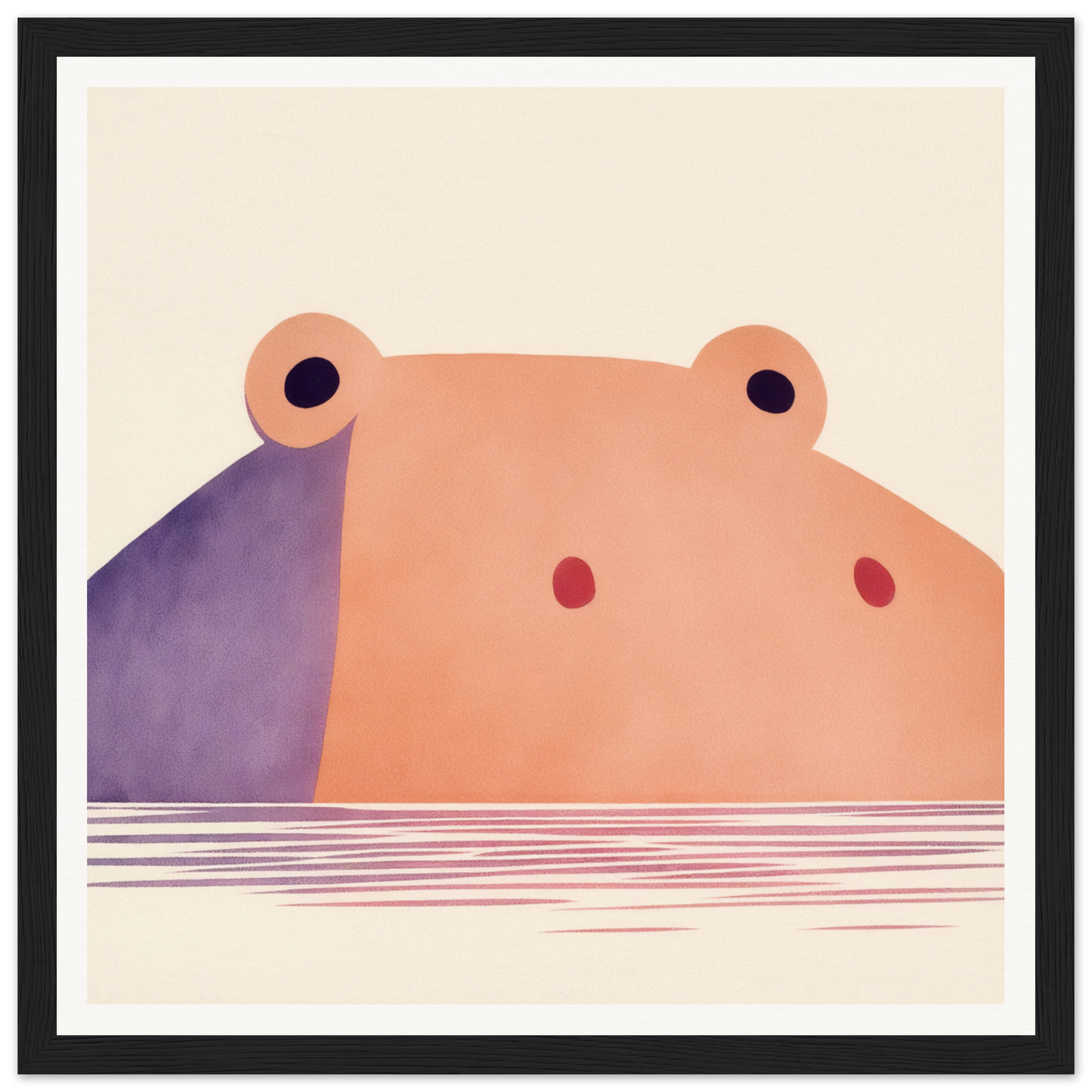Minimalist hippo illustration for nursery wall art, perfect framed poster decor