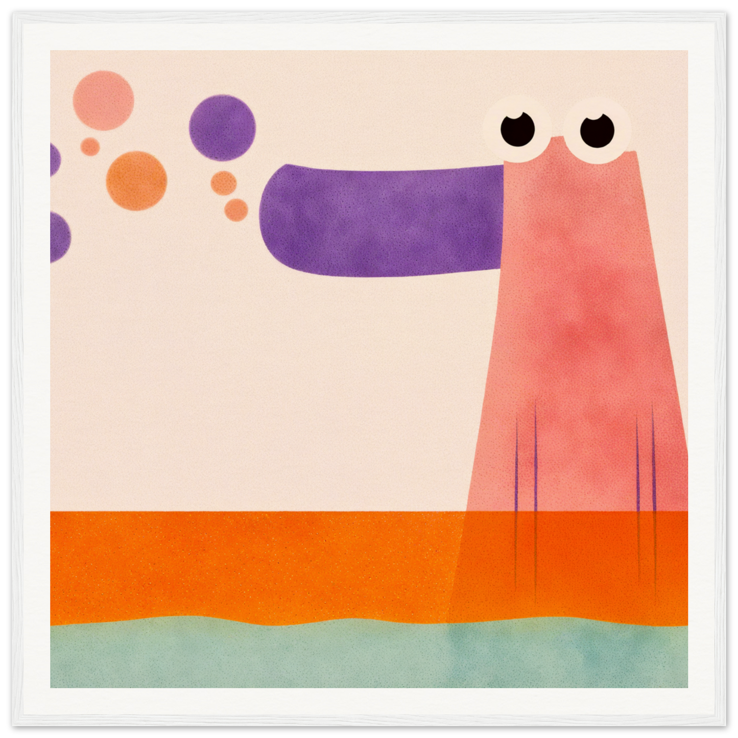 Cute pink dog with a purple snout in Nursery Wall Art for playful nursery decor
