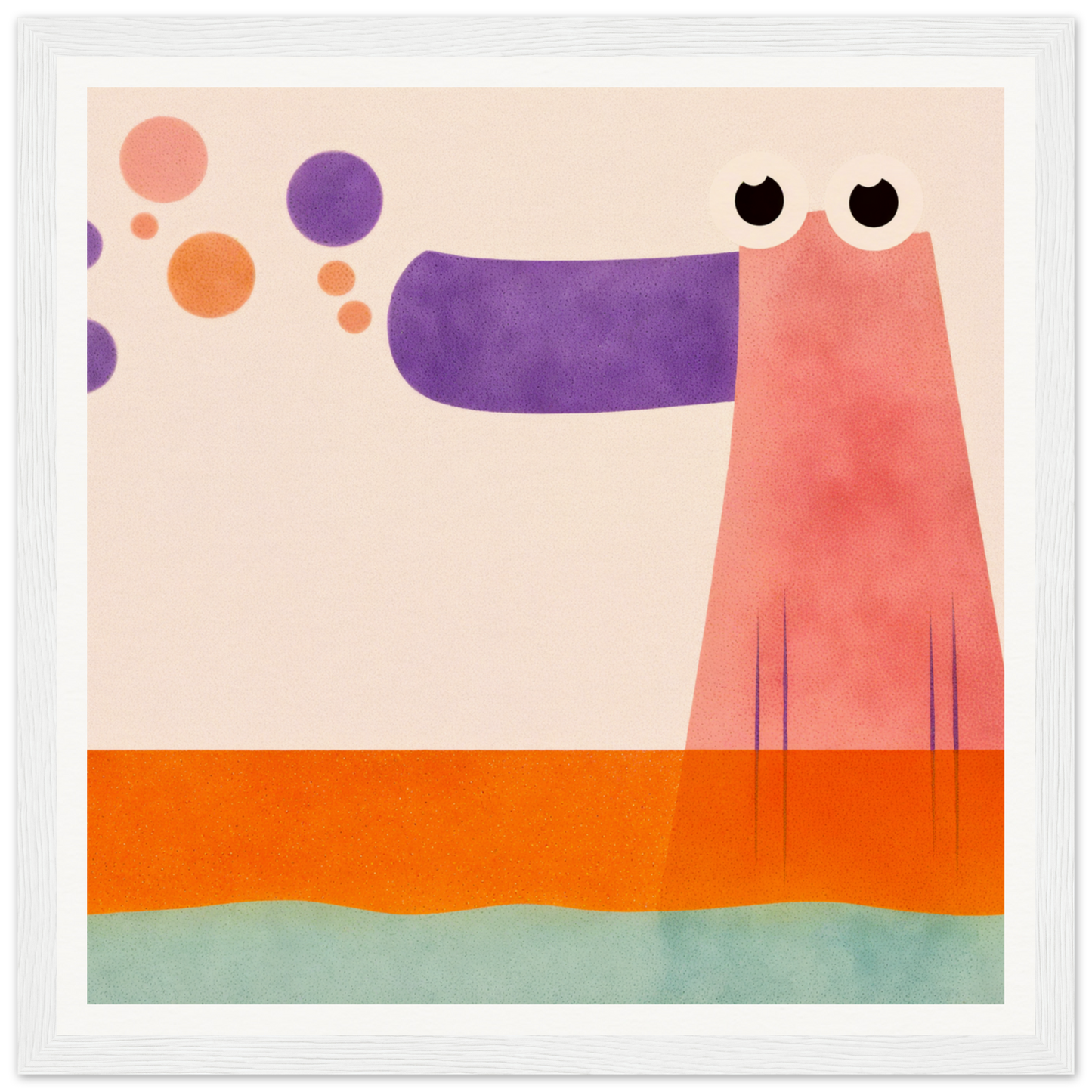 Cute pink dog with a purple snout, perfect for nursery wall art in product186
