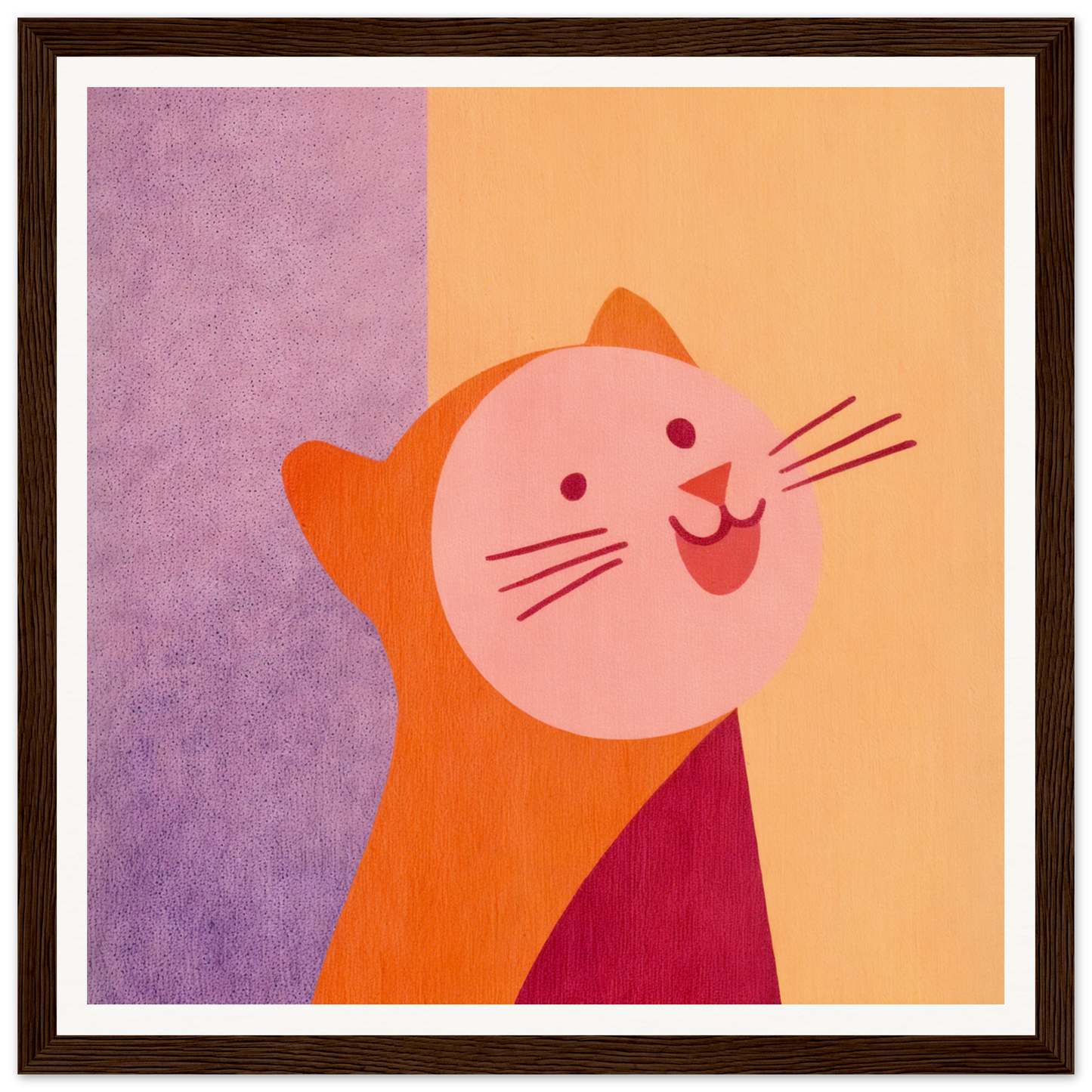 Smiling orange cartoon cat perfect for nursery wall art or fun nursery decor
