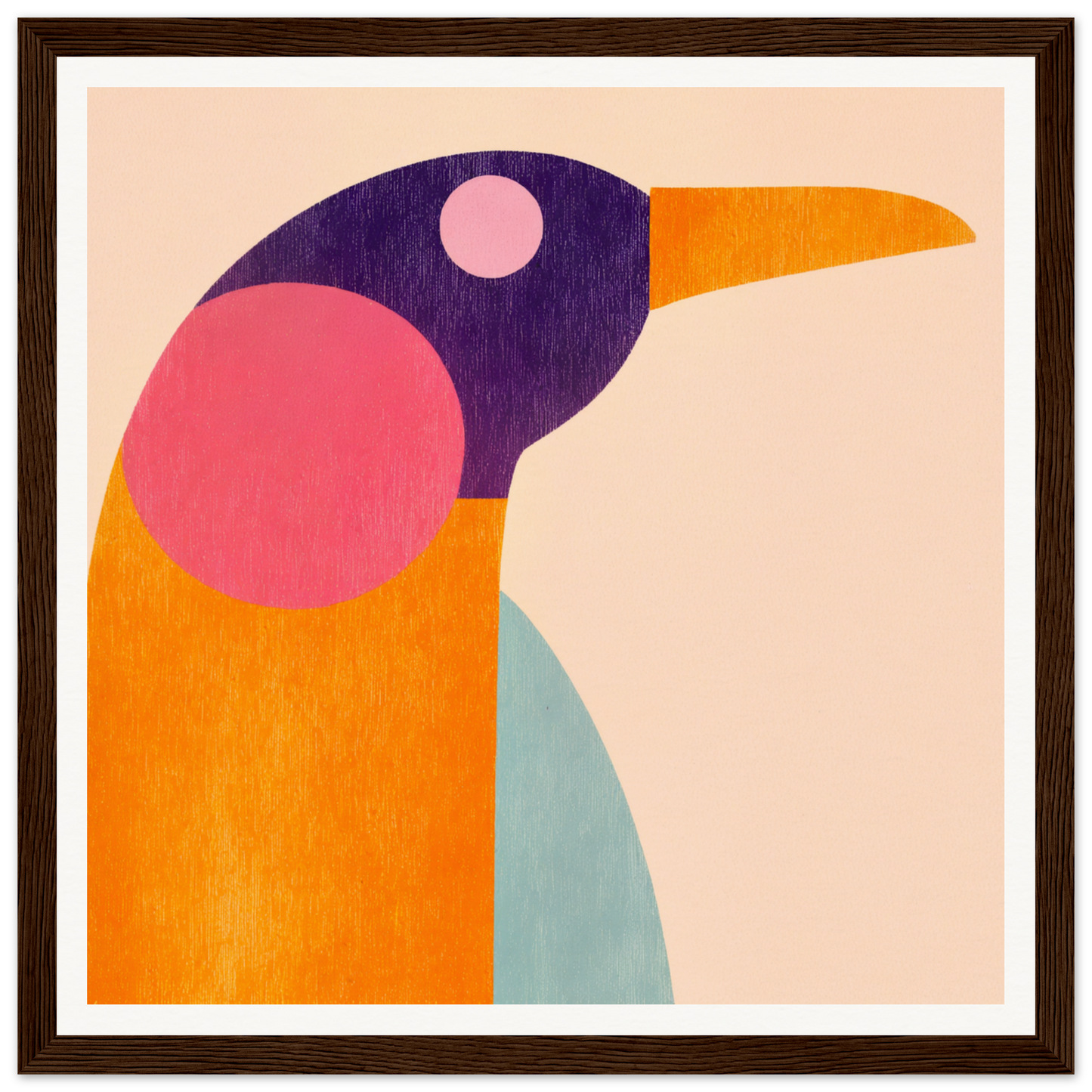 Colorful geometric bird illustration for nursery wall art in product195 framed poster