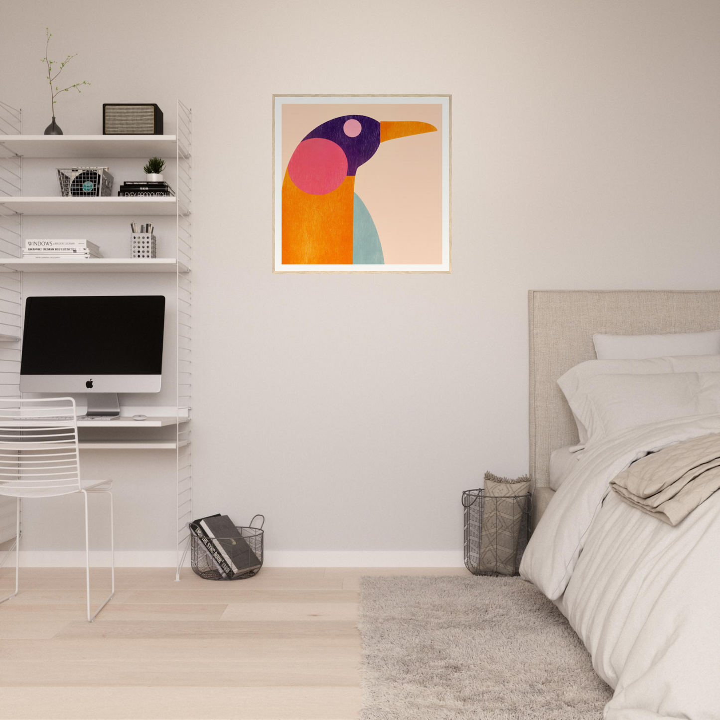 Colorful geometric bird artwork for nursery wall art and decor in product195