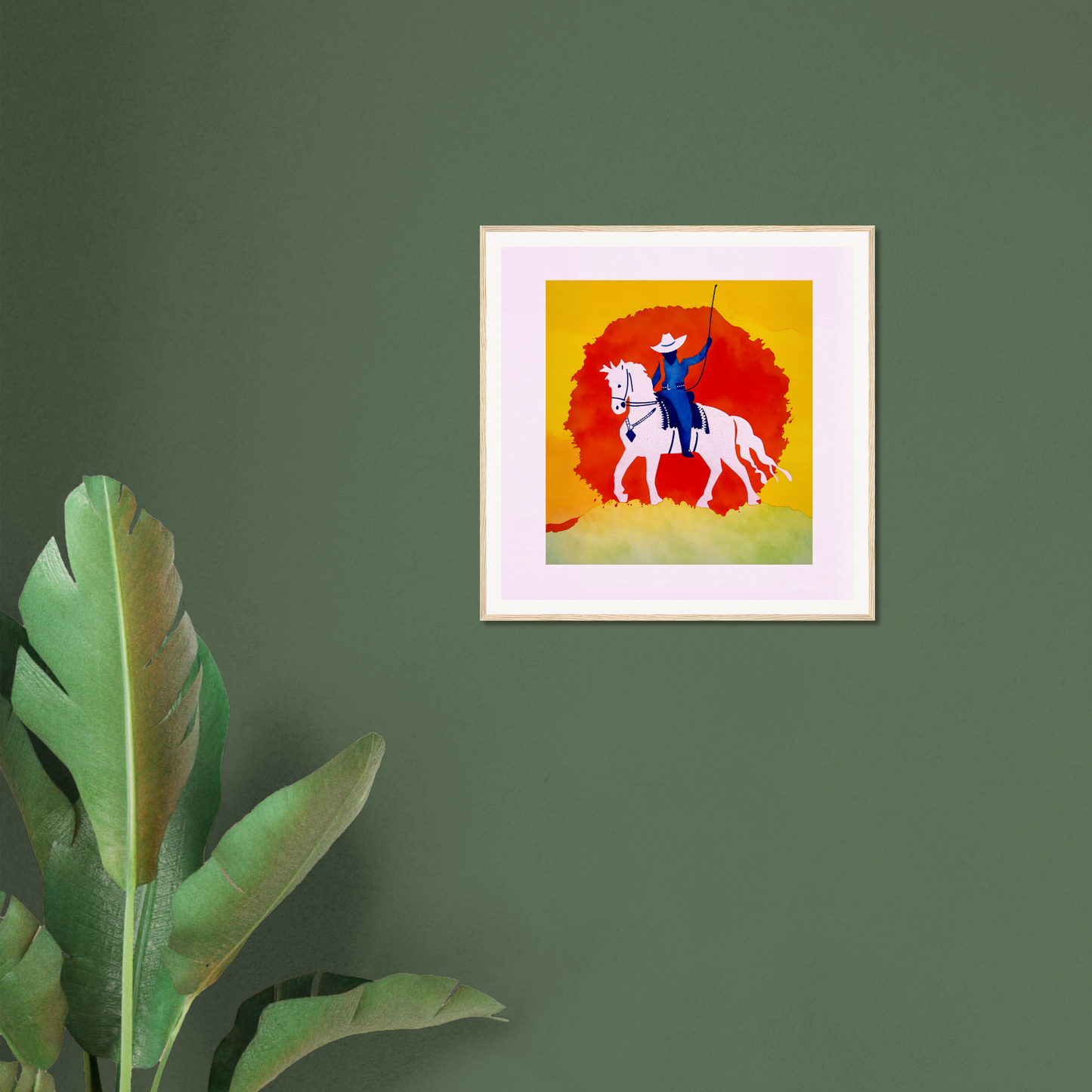 Framed poster of a figure on horseback, perfect for nursery wall art and decor