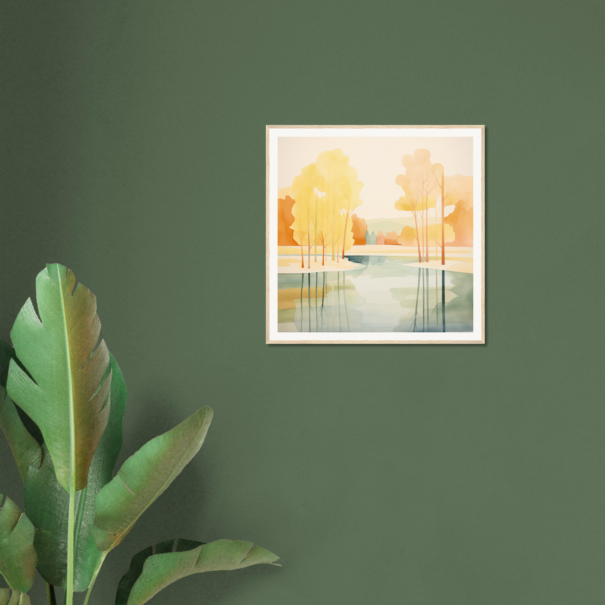 Framed watercolor sunset landscape artwork for stylish nursery wall art decor