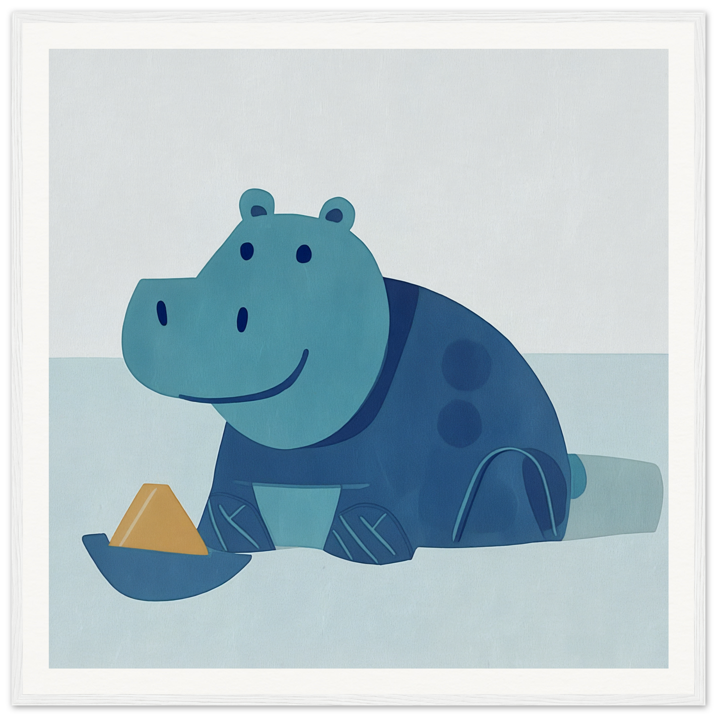 Cartoon hippo with blue spots for fun nursery wall art or decor in product214