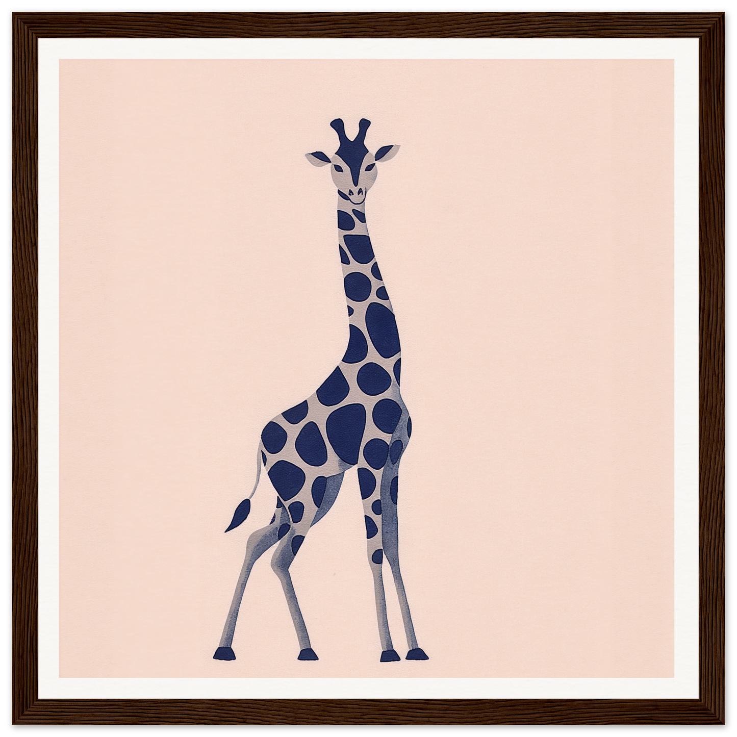 Navy blue and gray spotted giraffe minimalist art for stylish nursery wall decor