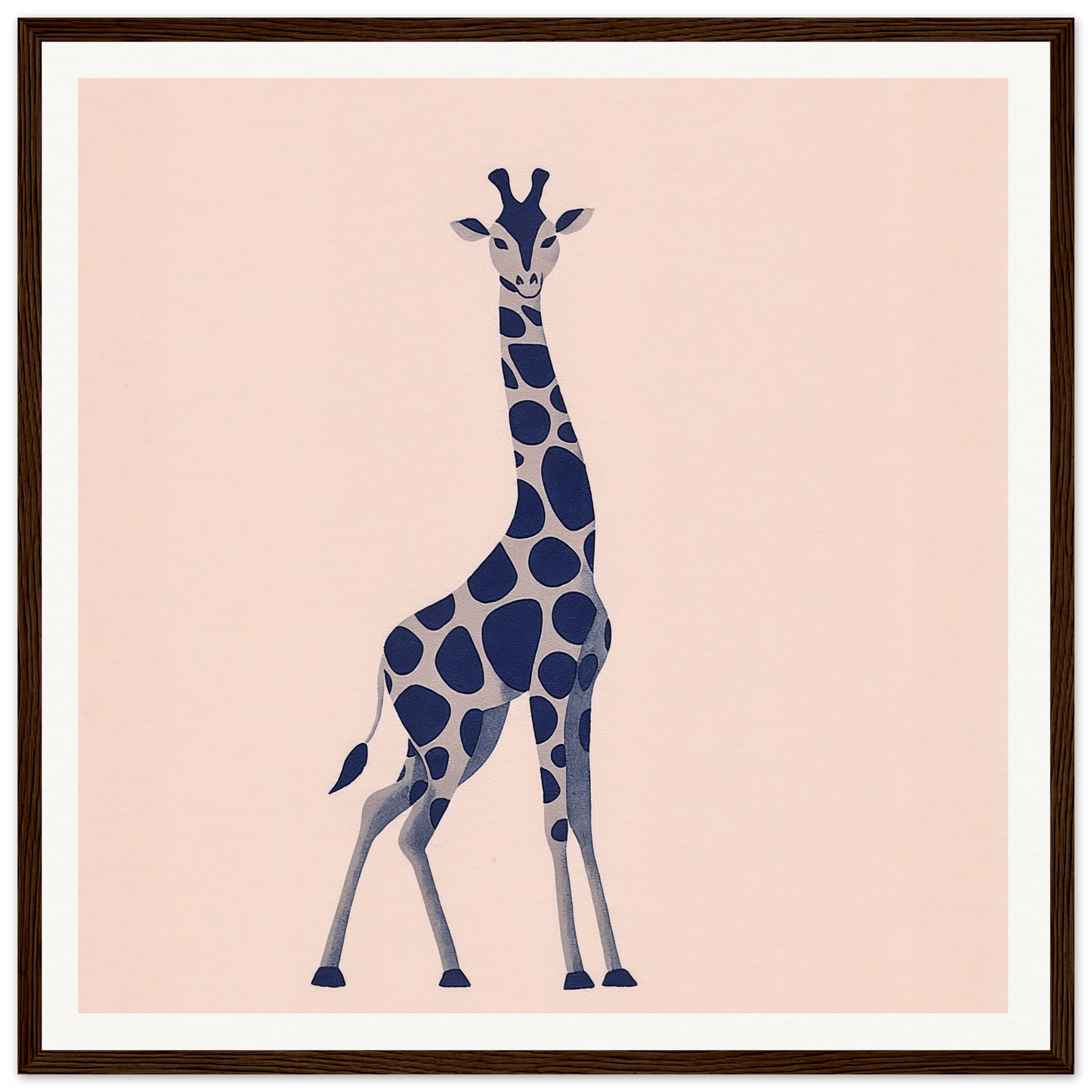 Navy blue spotted giraffe minimalist style, perfect for nursery wall art or decor