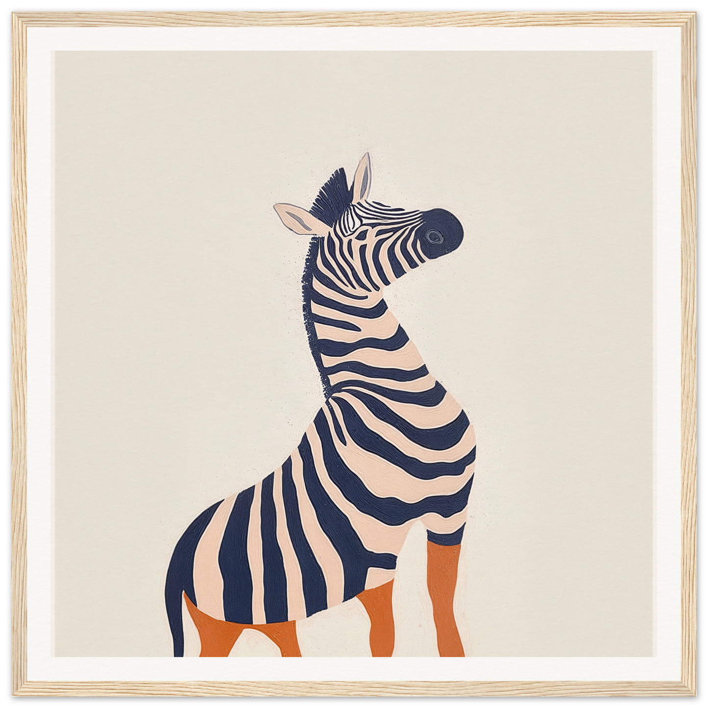 Stylized zebra with orange legs, perfect for nursery wall art or decor in product234