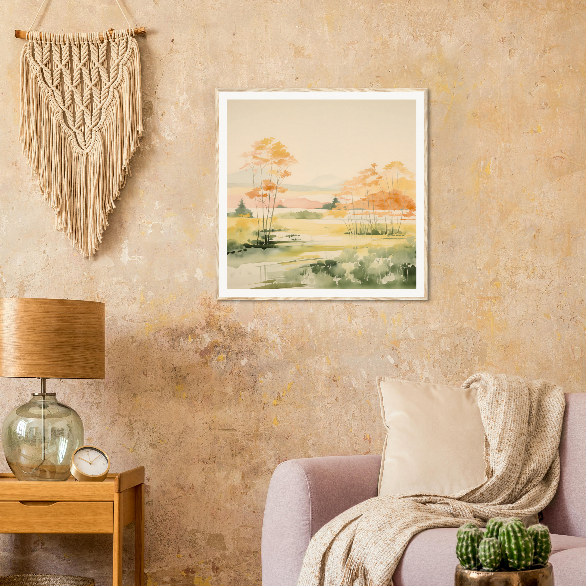 Macramé wall hanging in geometric pattern, perfect for nursery decor or wall art