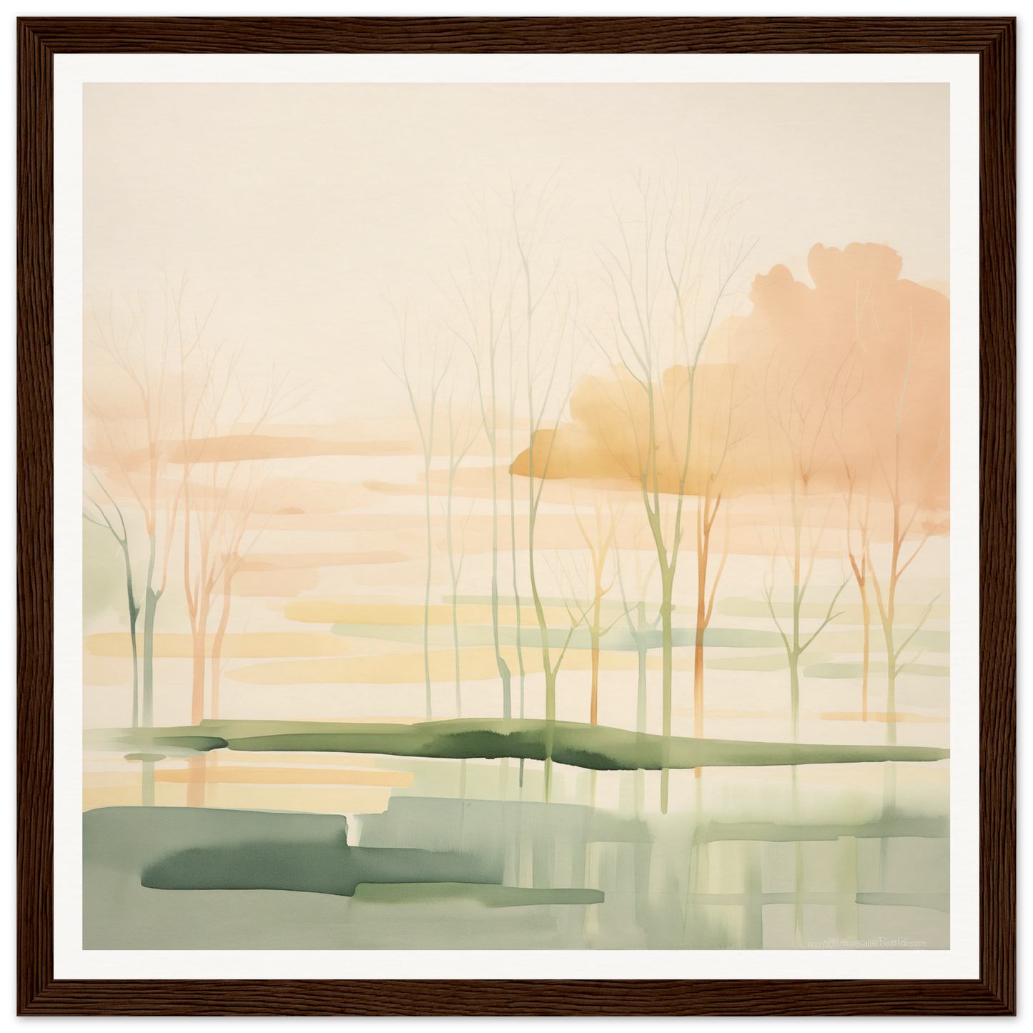 Watercolor painting of a misty forest, perfect for nursery wall art or decor