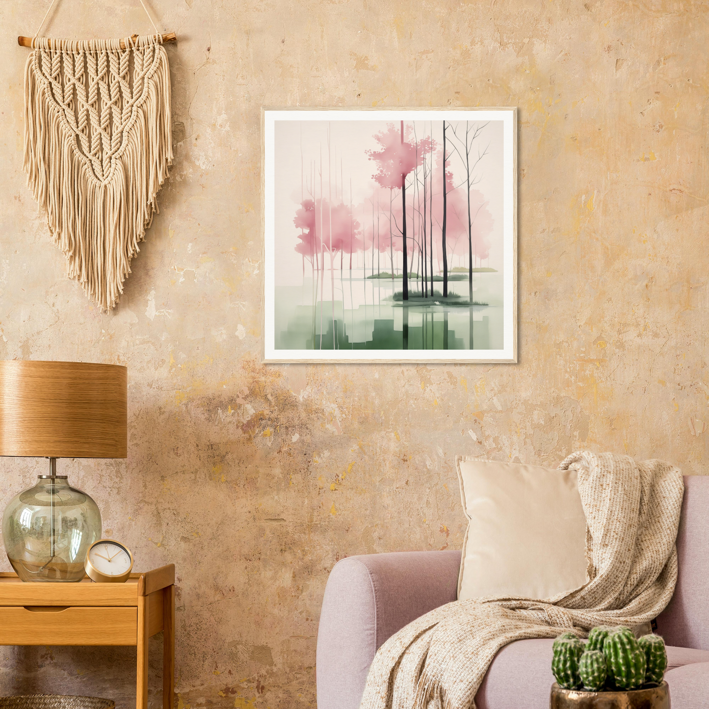 Macramé wall hanging with geometric patterns for stylish nursery decor in product36