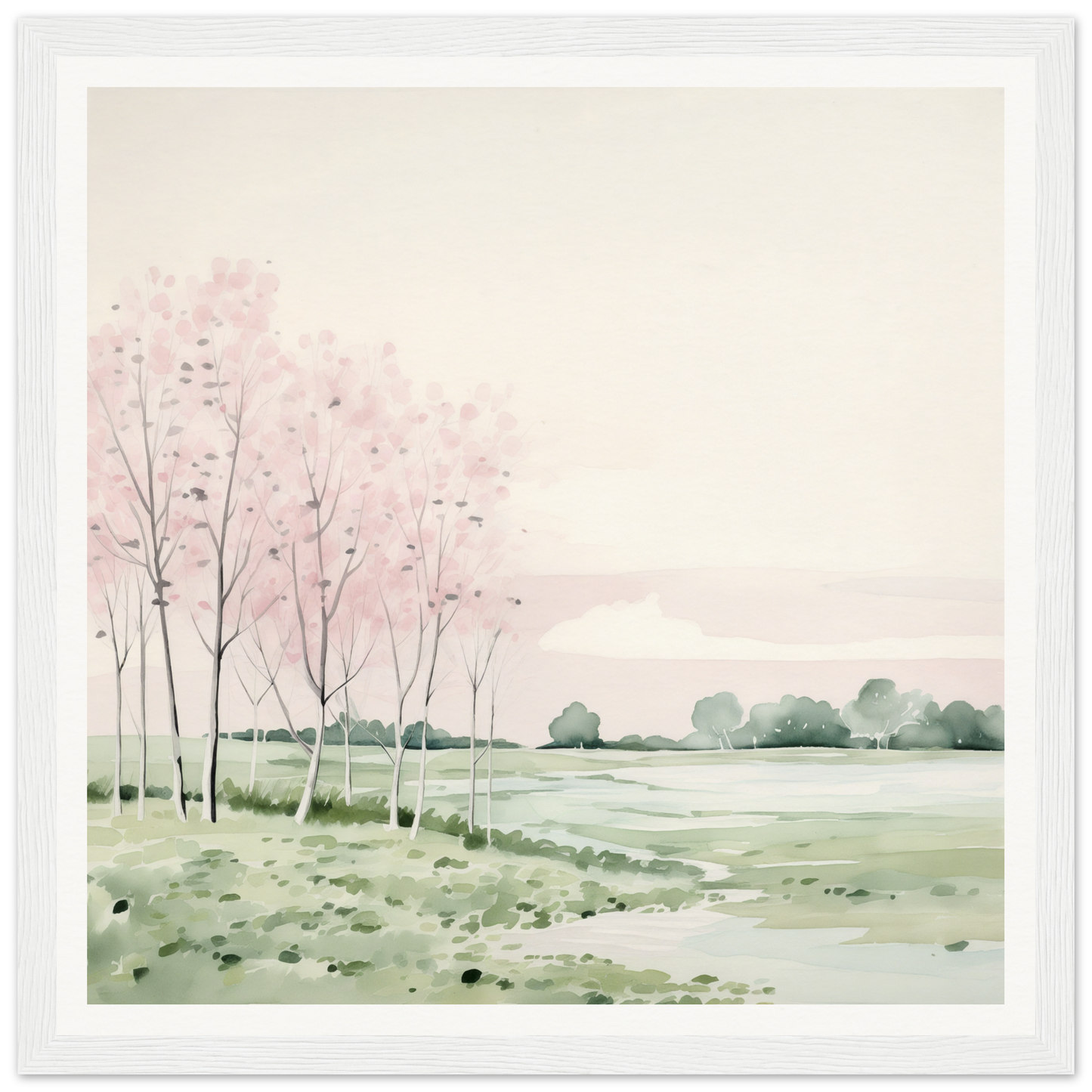 Watercolor painting of a serene countryside for nursery wall art in product43