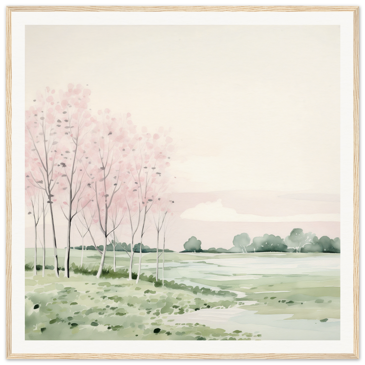 Watercolor painting of serene landscape perfect for nursery wall art or decor