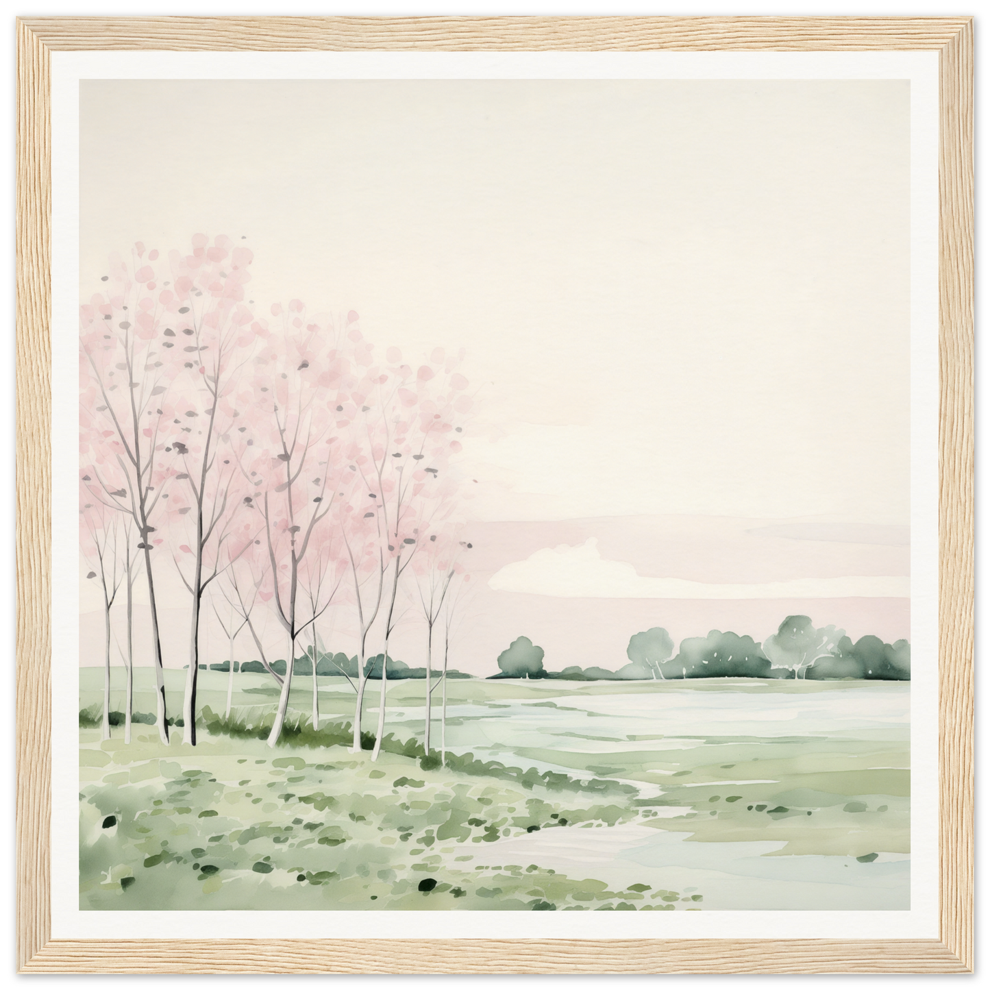 Watercolor painting of serene countryside for nursery wall art or decor in product43