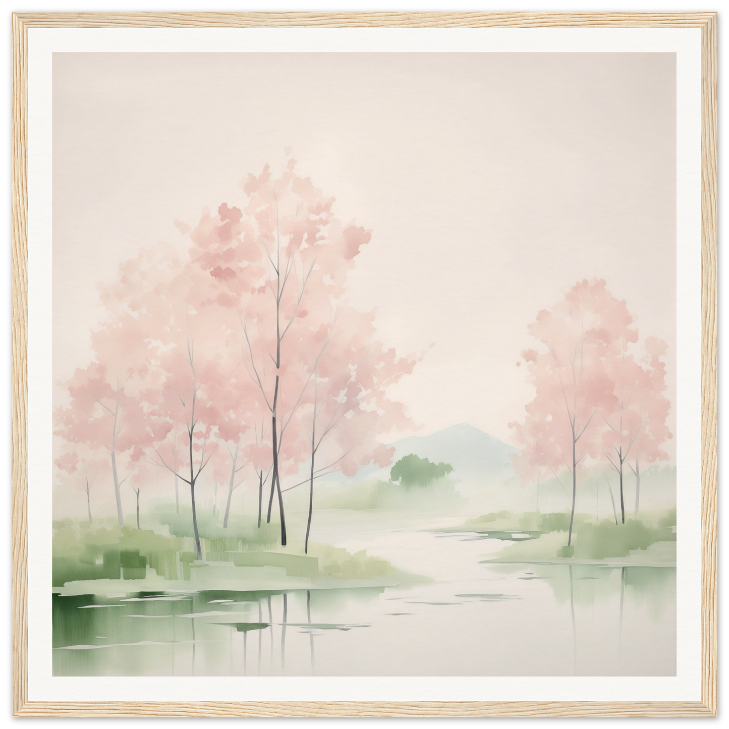 Watercolor painting of pink cherry blossoms perfect for nursery wall art or decor