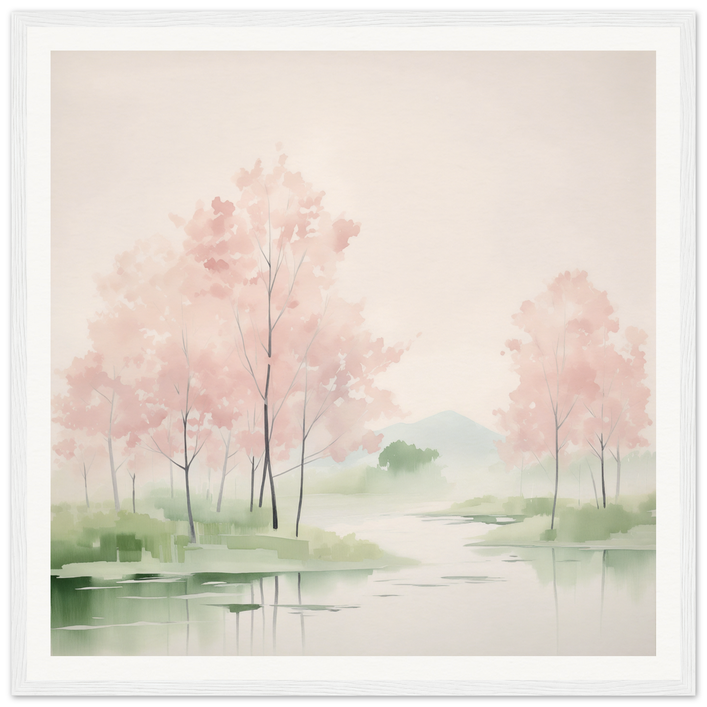 Watercolor painting of pink cherry blossoms, perfect for nursery wall art or decor