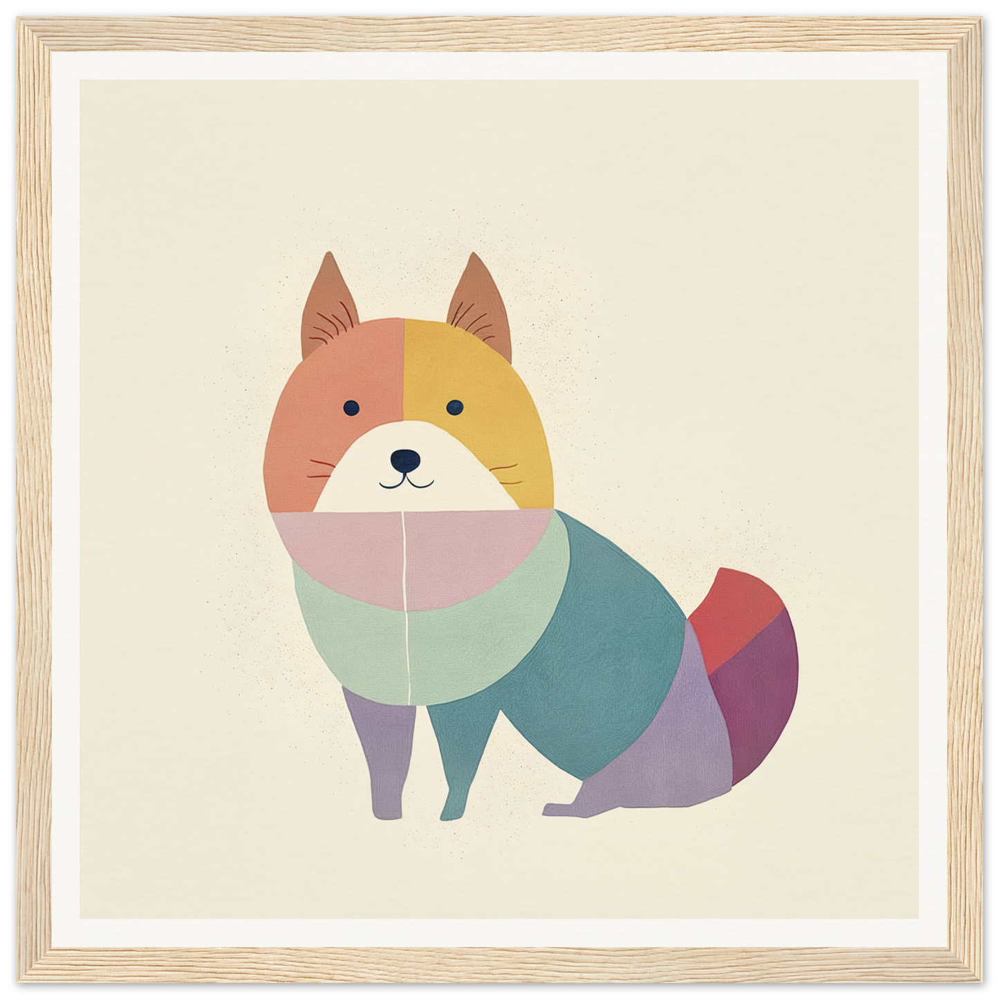 Colorful geometric fox illustration for playful nursery wall art or decor