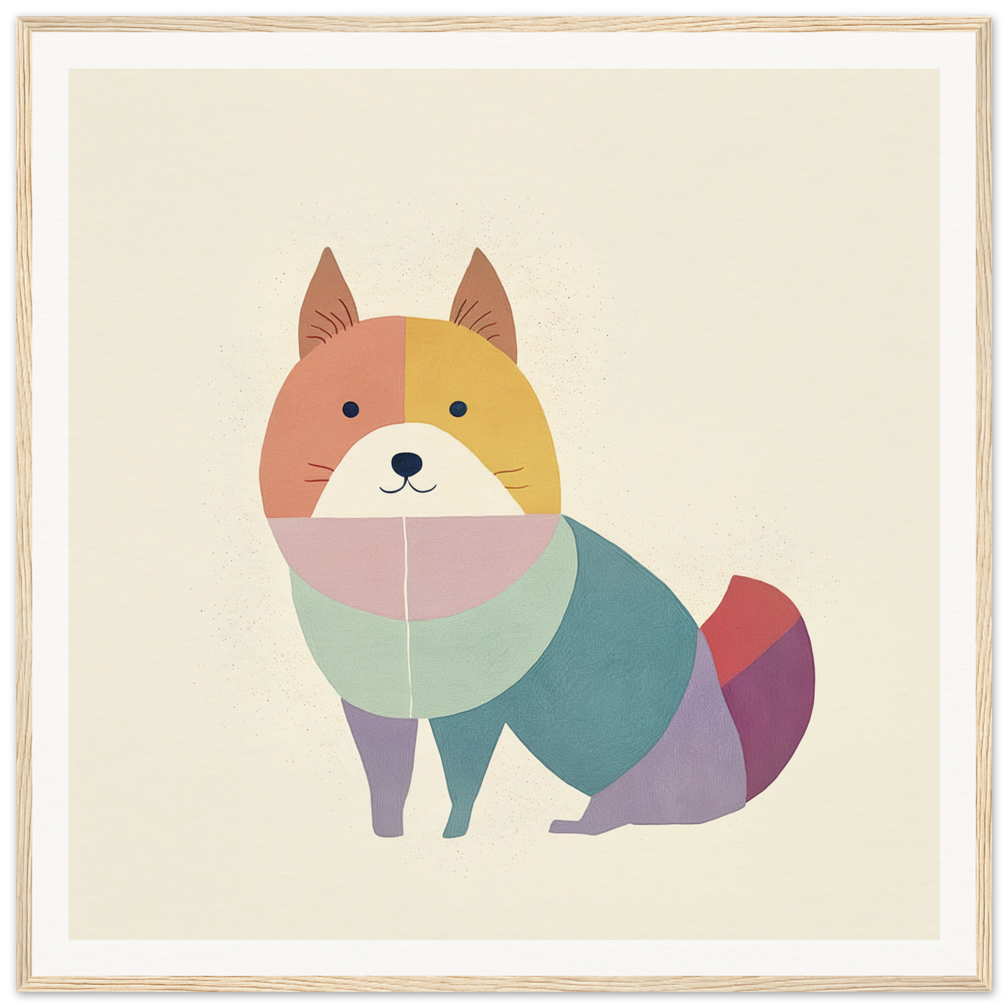 Colorful geometric fox illustration for adorable nursery wall art or decor