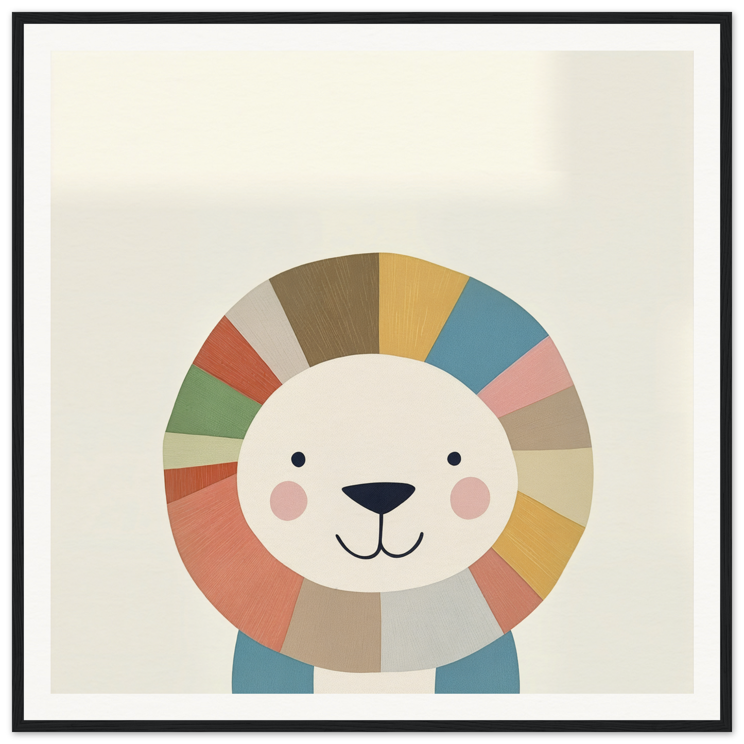 Cute cartoon lion with rainbow mane perfect for nursery wall art or decor