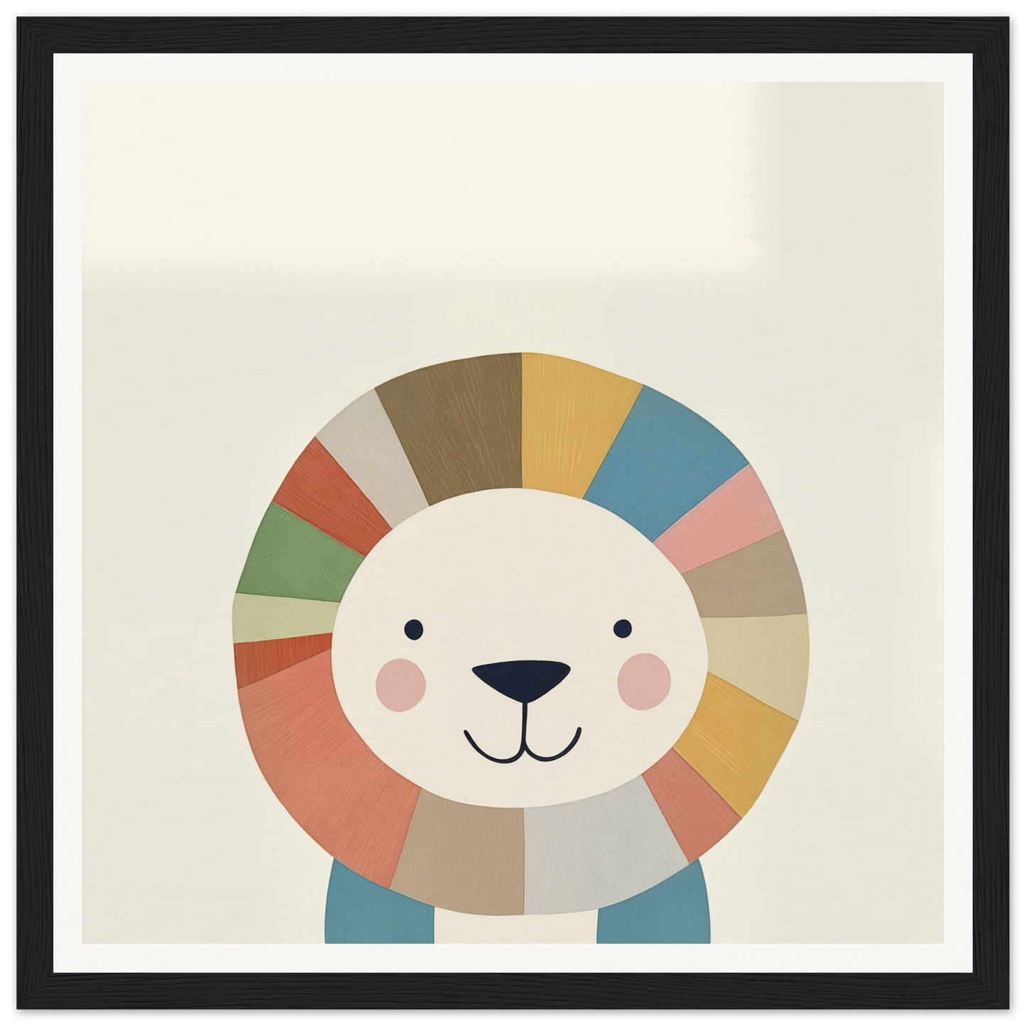 Cute cartoon lion with rainbow mane, perfect for nursery wall art or decor