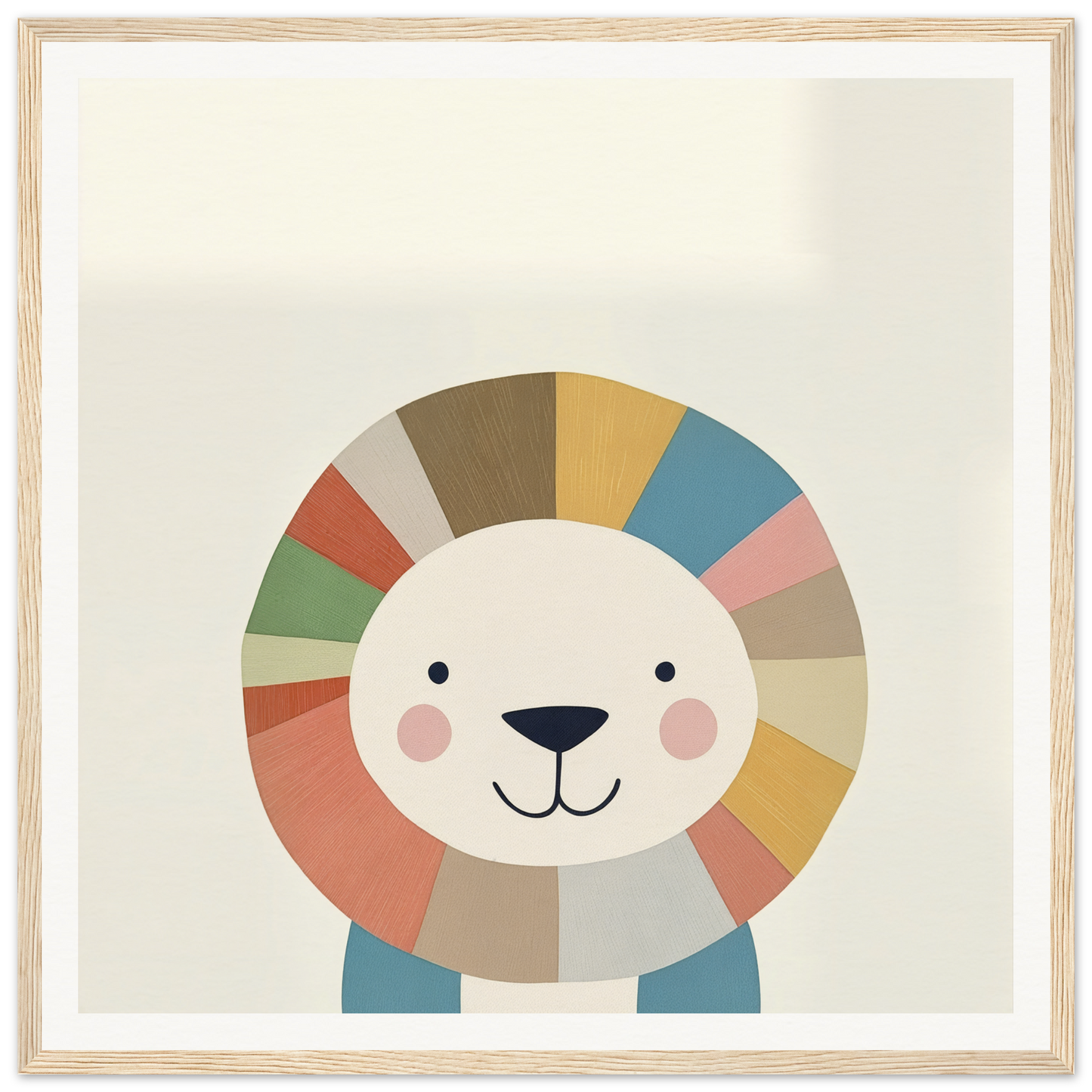 Cute cartoon lion with rainbow mane, perfect for nursery wall art or decor