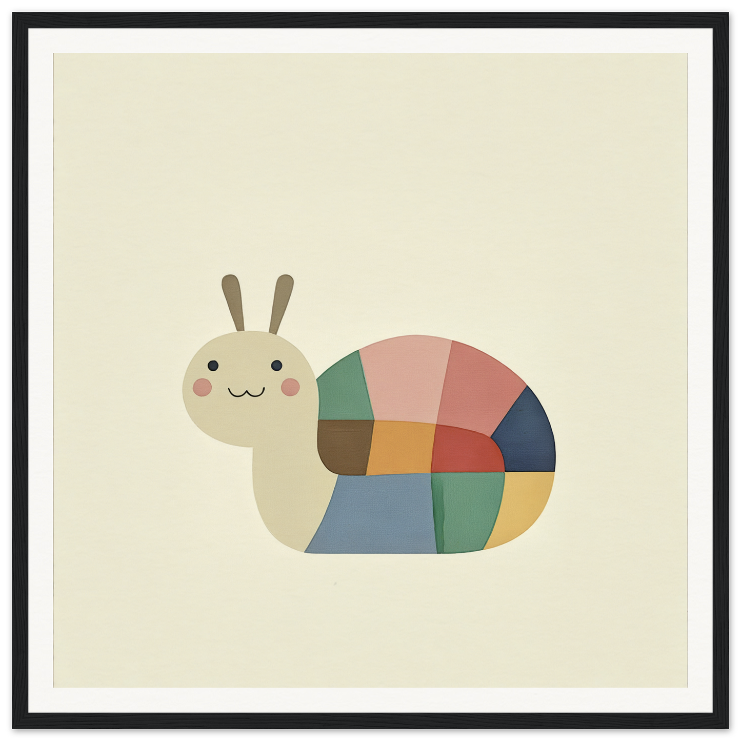 Cute cartoon snail with a patterned shell for fun nursery wall art or decor