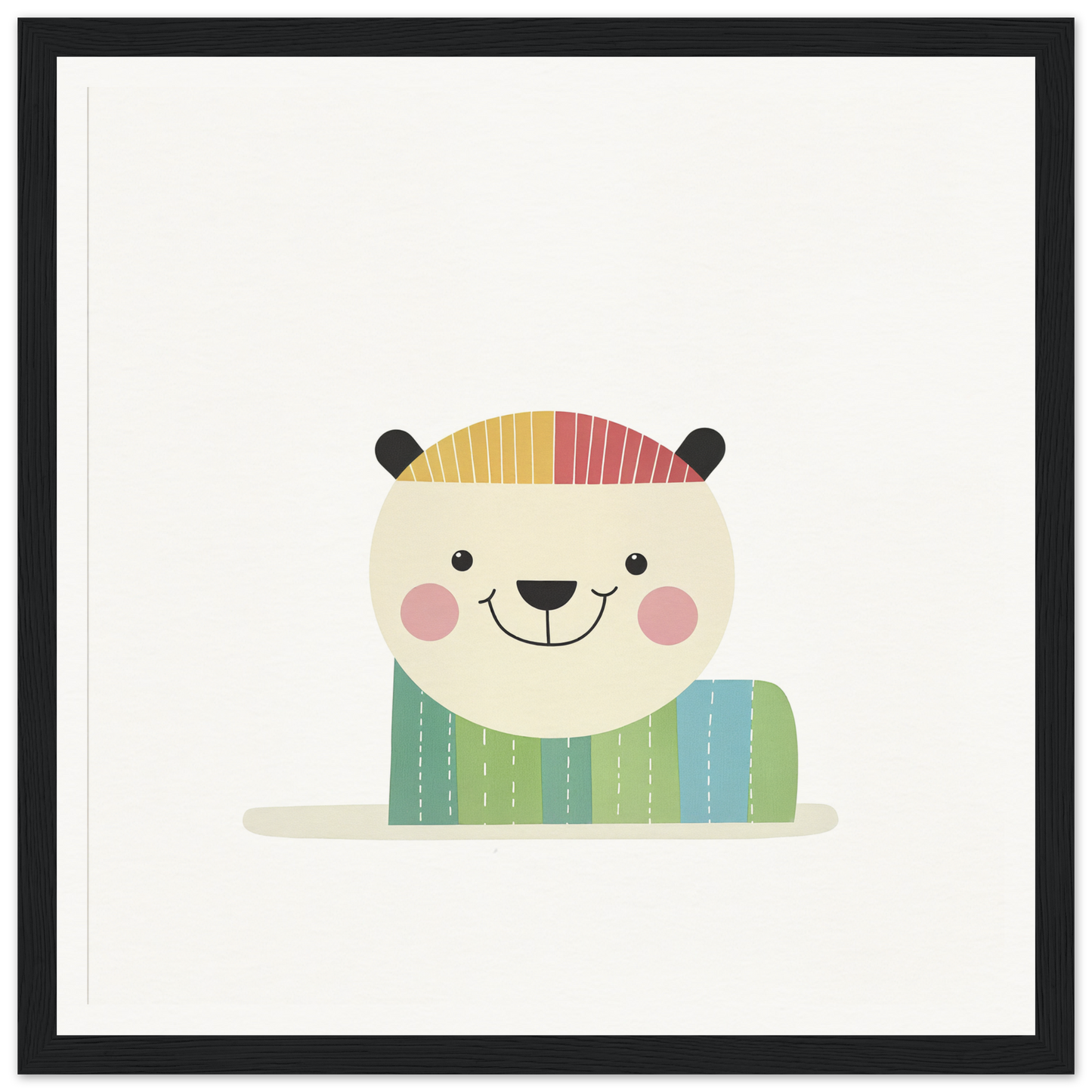 Cute cartoon polar bear in a sweater, perfect for nursery wall art or decor
