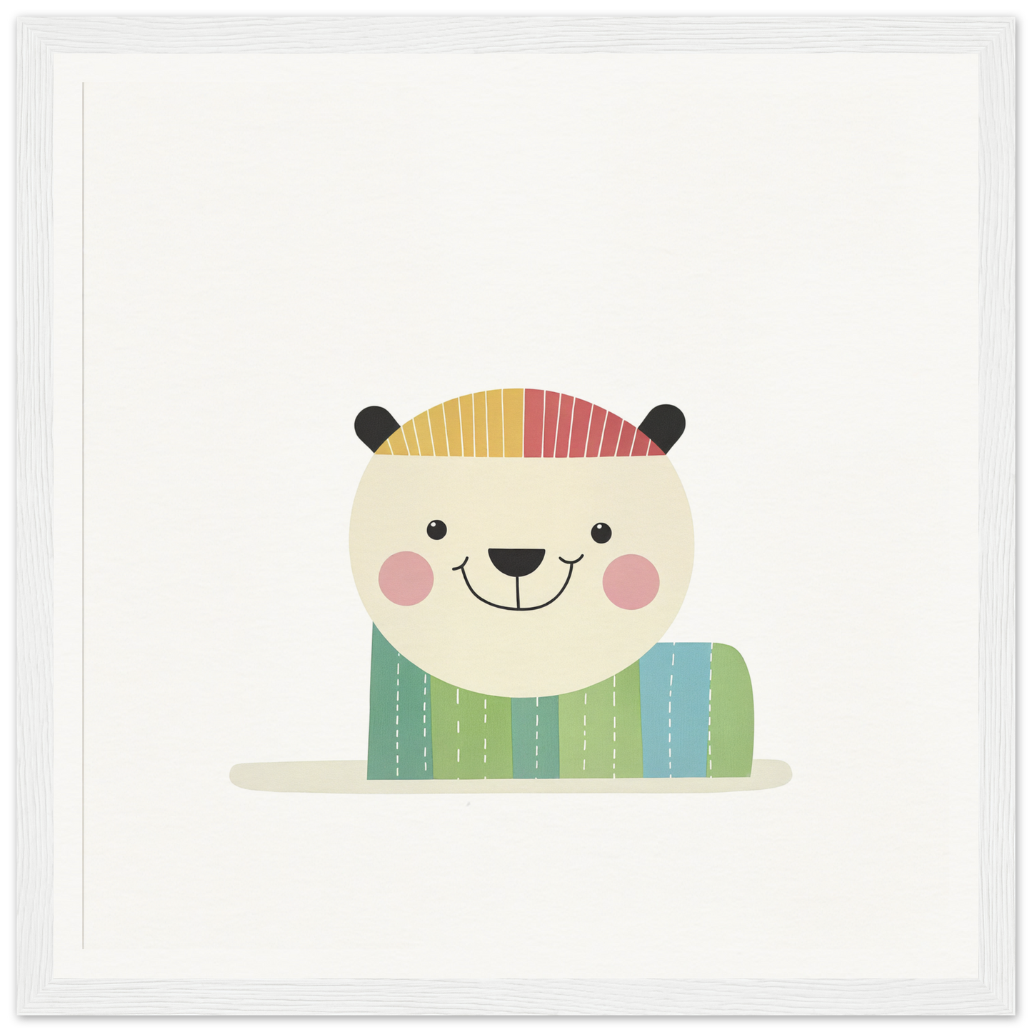 Cute cartoon polar bear in sweater, perfect for nursery wall art or nursery decor