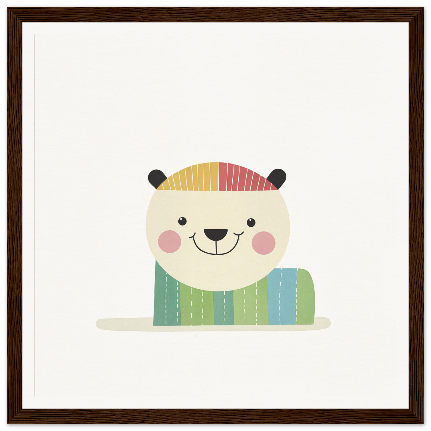 Cute cartoon polar bear in hat and sweater, perfect for nursery wall art or decor