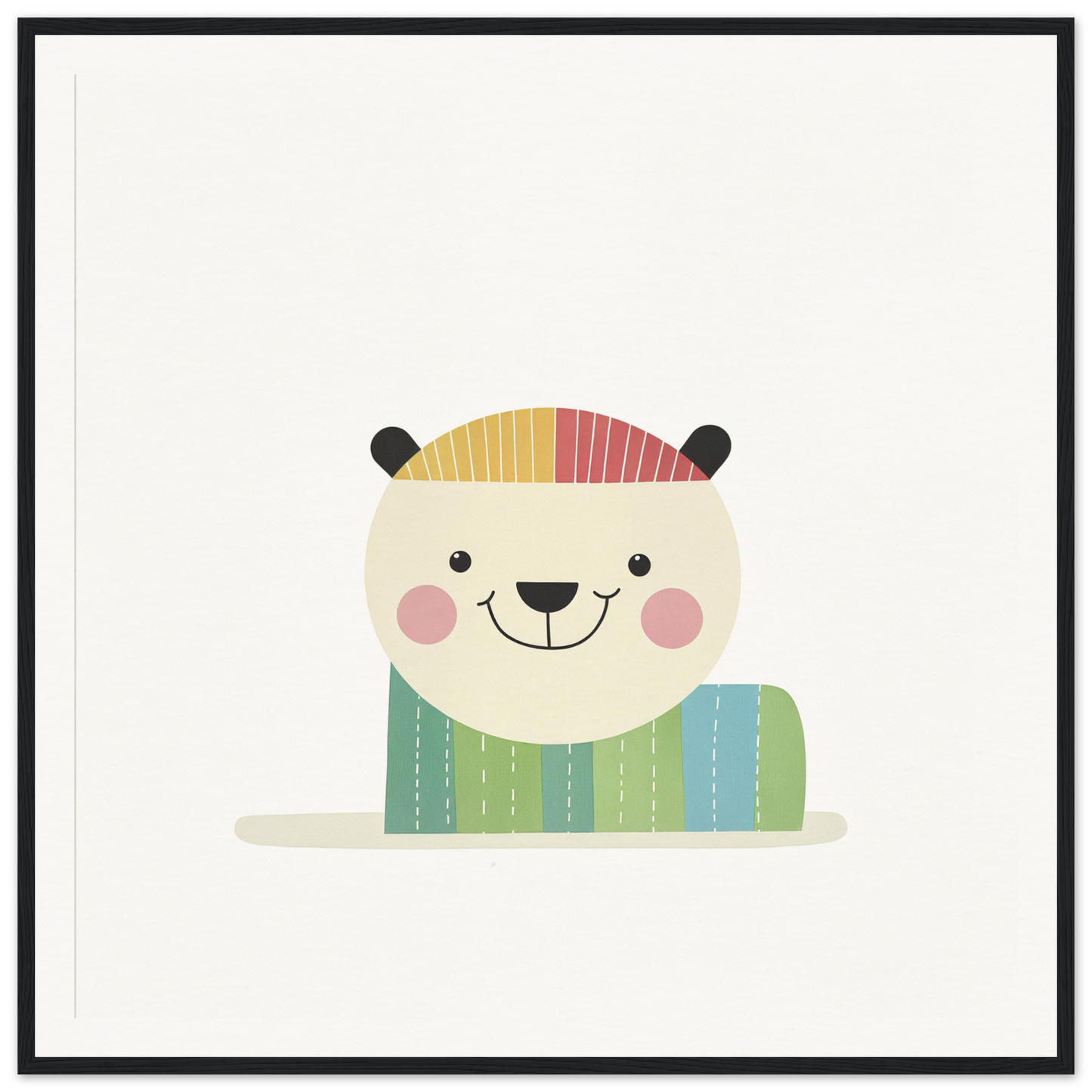Cute cartoon polar bear in hat and sweater, perfect for nursery wall art or decor