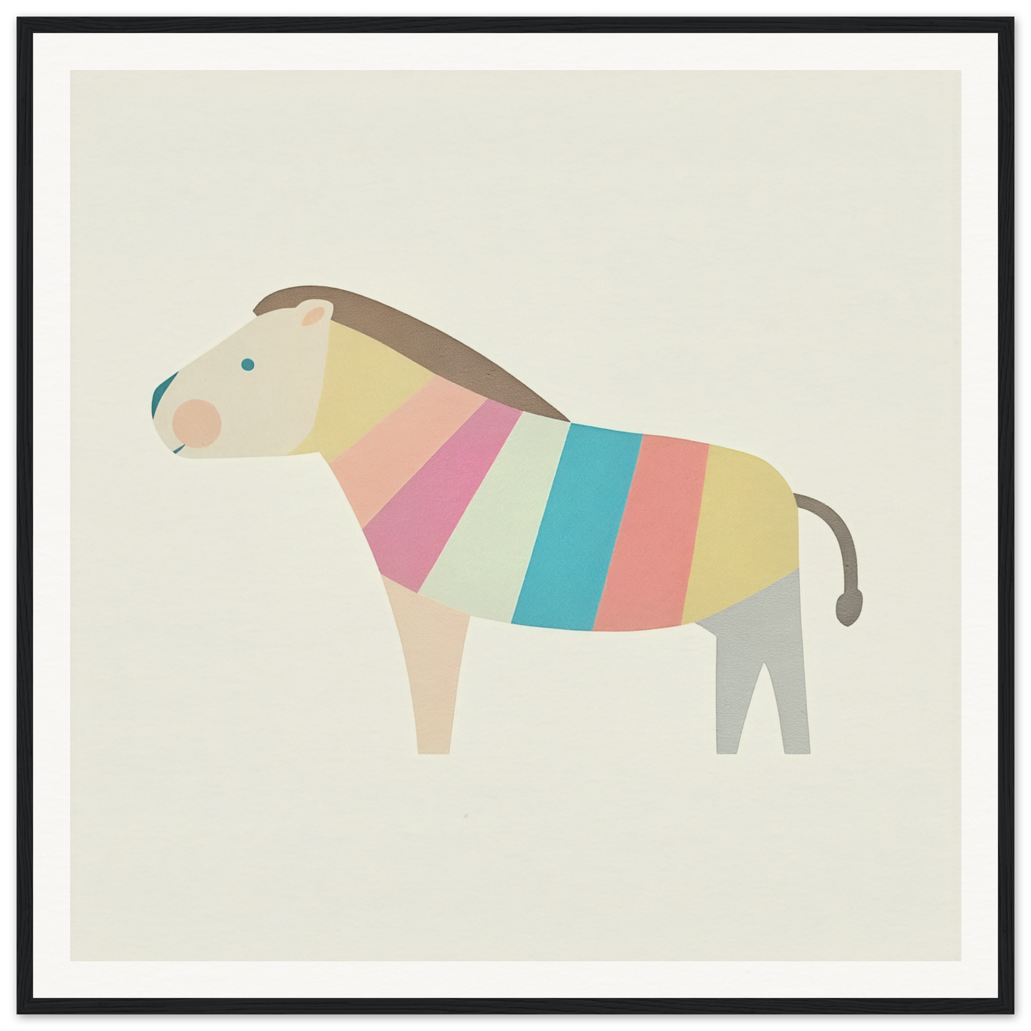 Stylized horse in pastel stripes, perfect for nursery wall art or decor in product93