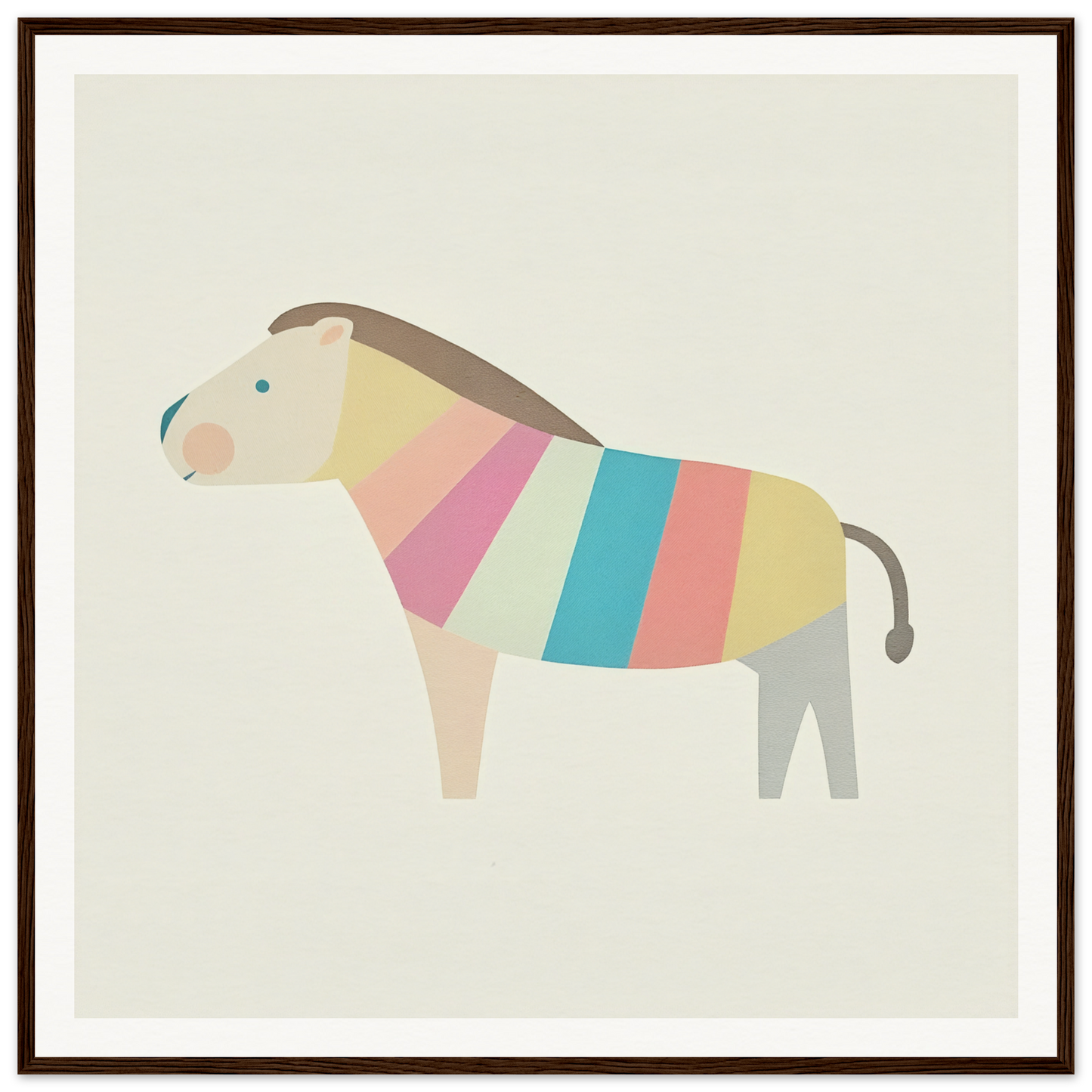 Stylized horse with pastel stripes perfect for nursery wall art or decor in product93