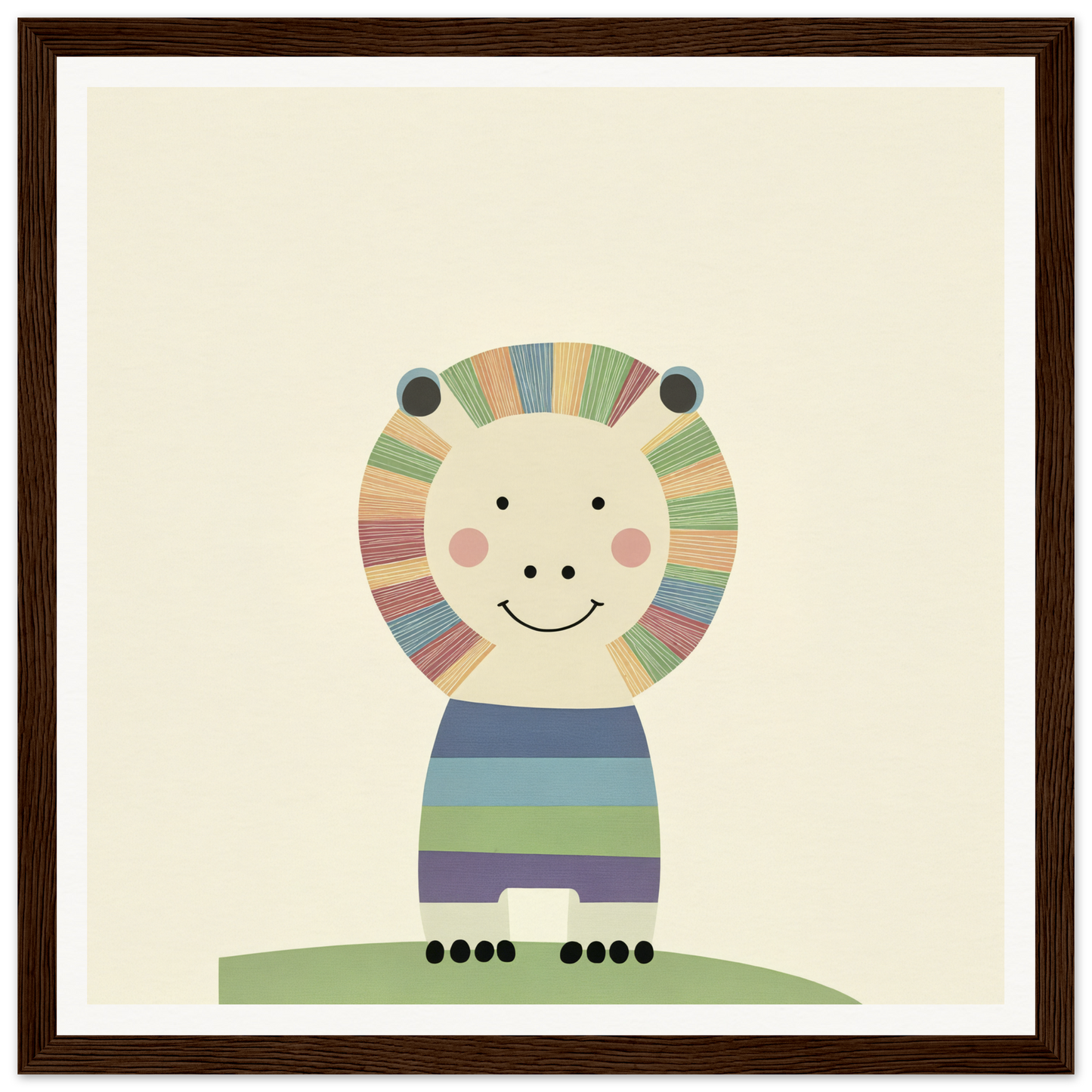 Cute cartoon lion with a striped mane for nursery wall art or decor in product94