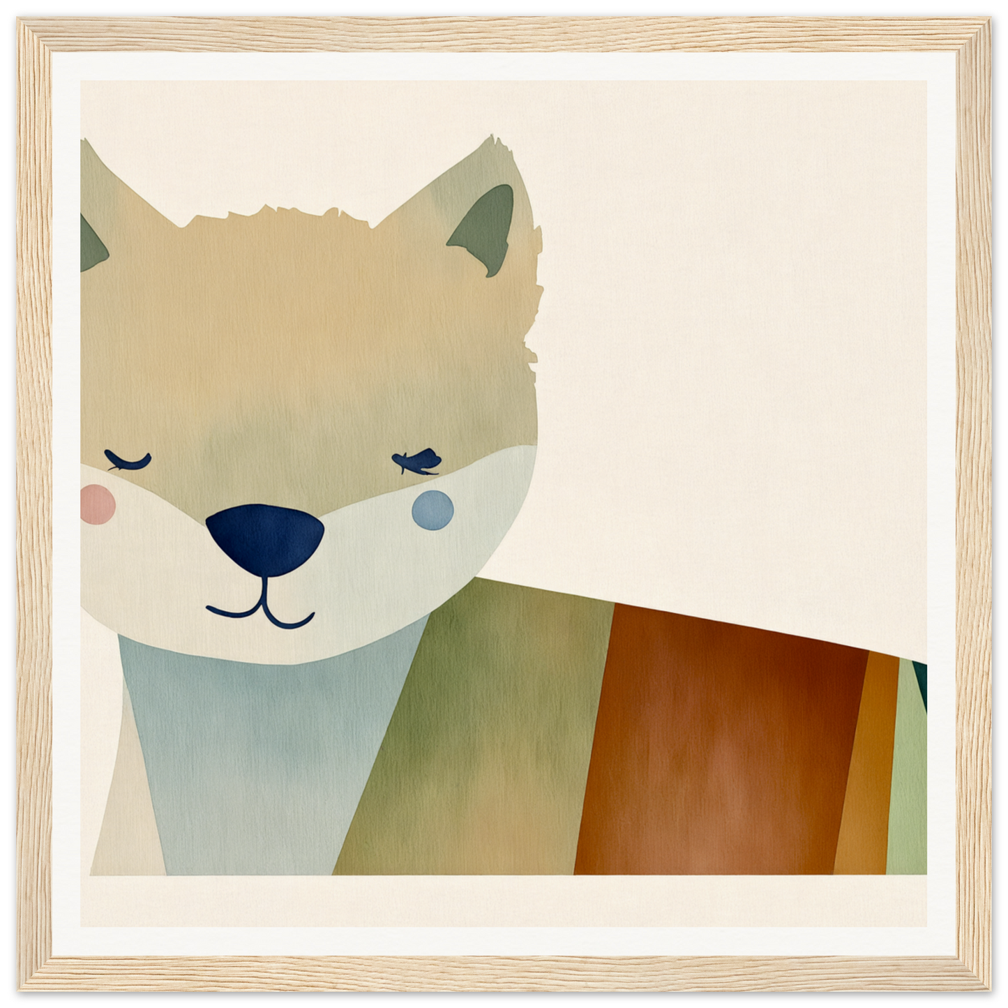 Cute cartoon fox with a winking expression for nursery wall art or framed poster