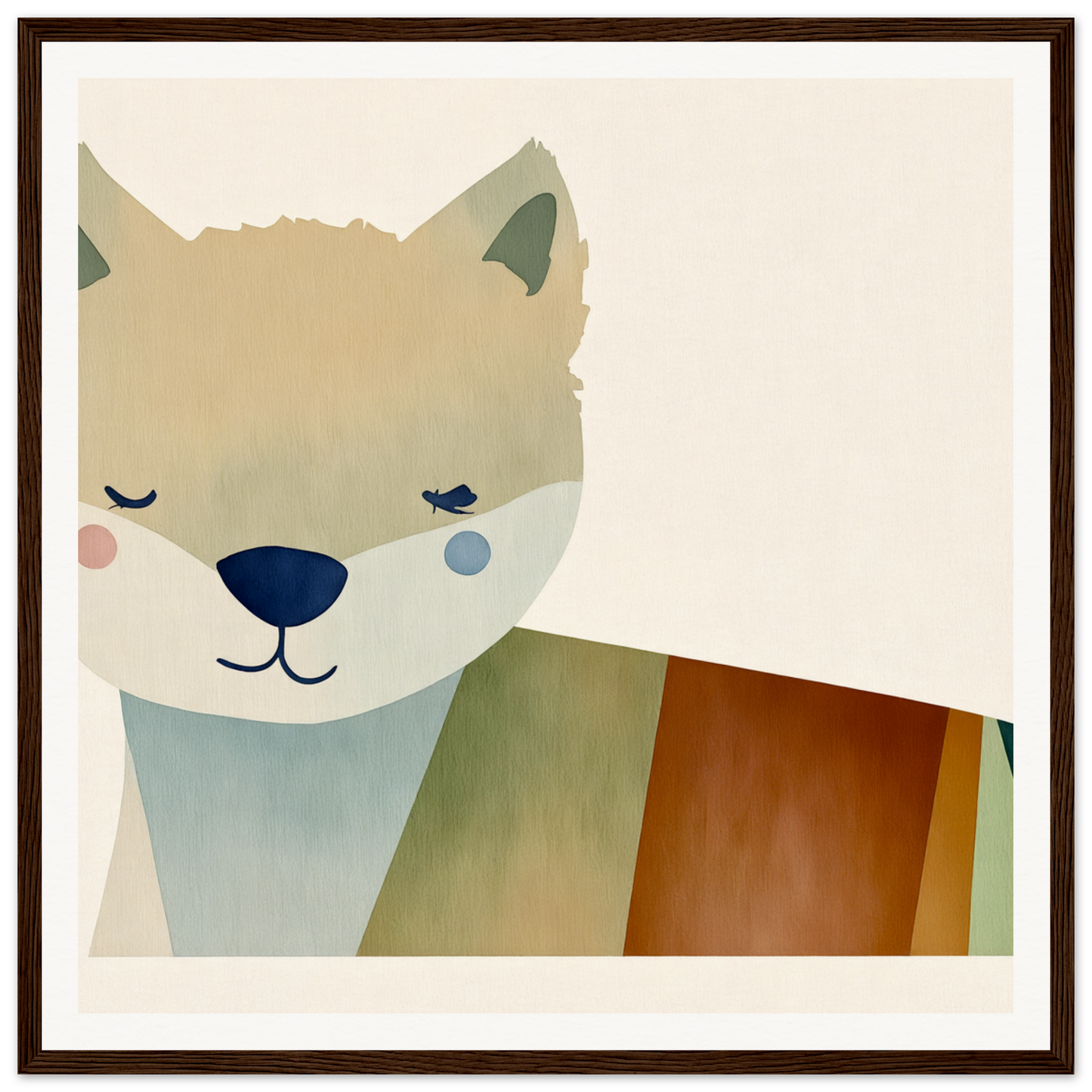 Cute cartoon fox with a smile perfect for nursery wall art or decor