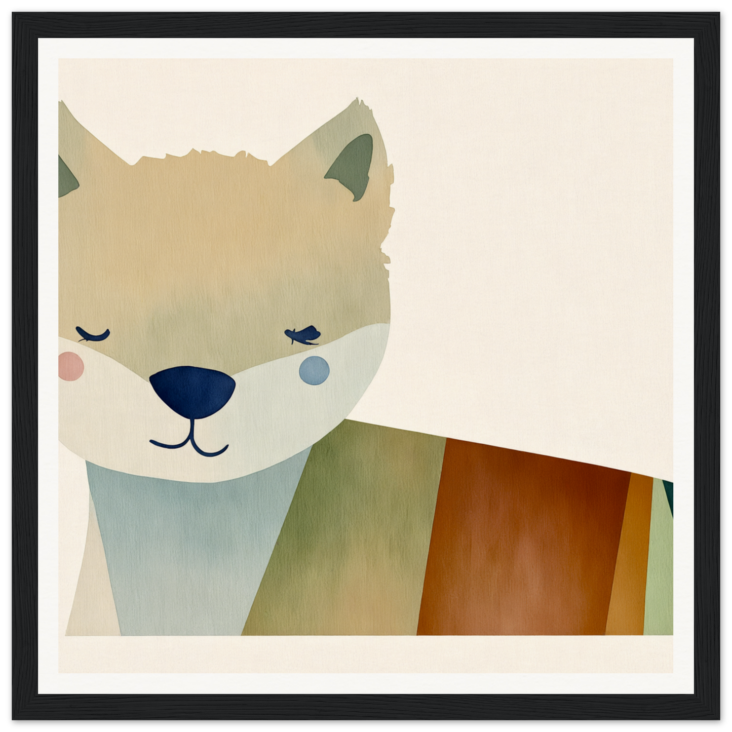 Cute cartoon fox nursery wall art in soft colors, perfect for fun nursery decor
