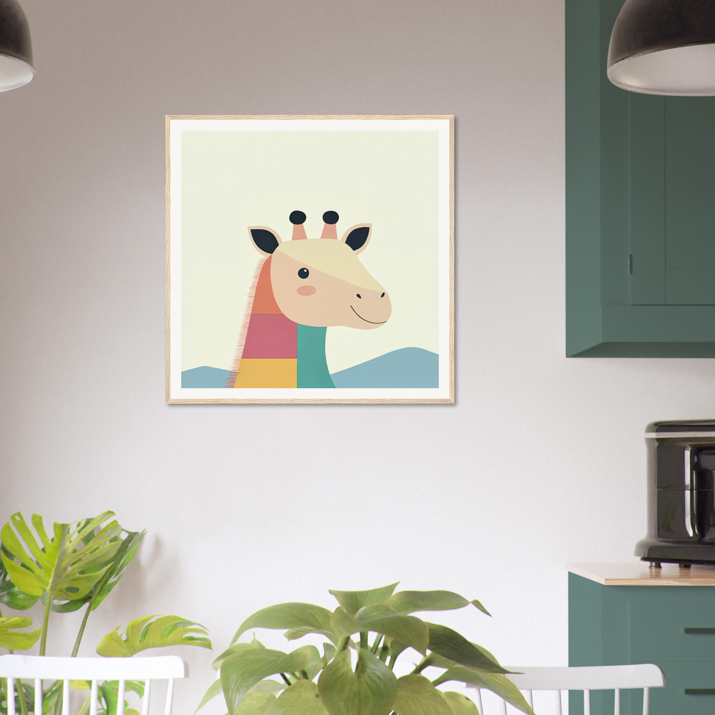Colorful cartoon giraffe artwork for cute nursery wall art or decor in product99