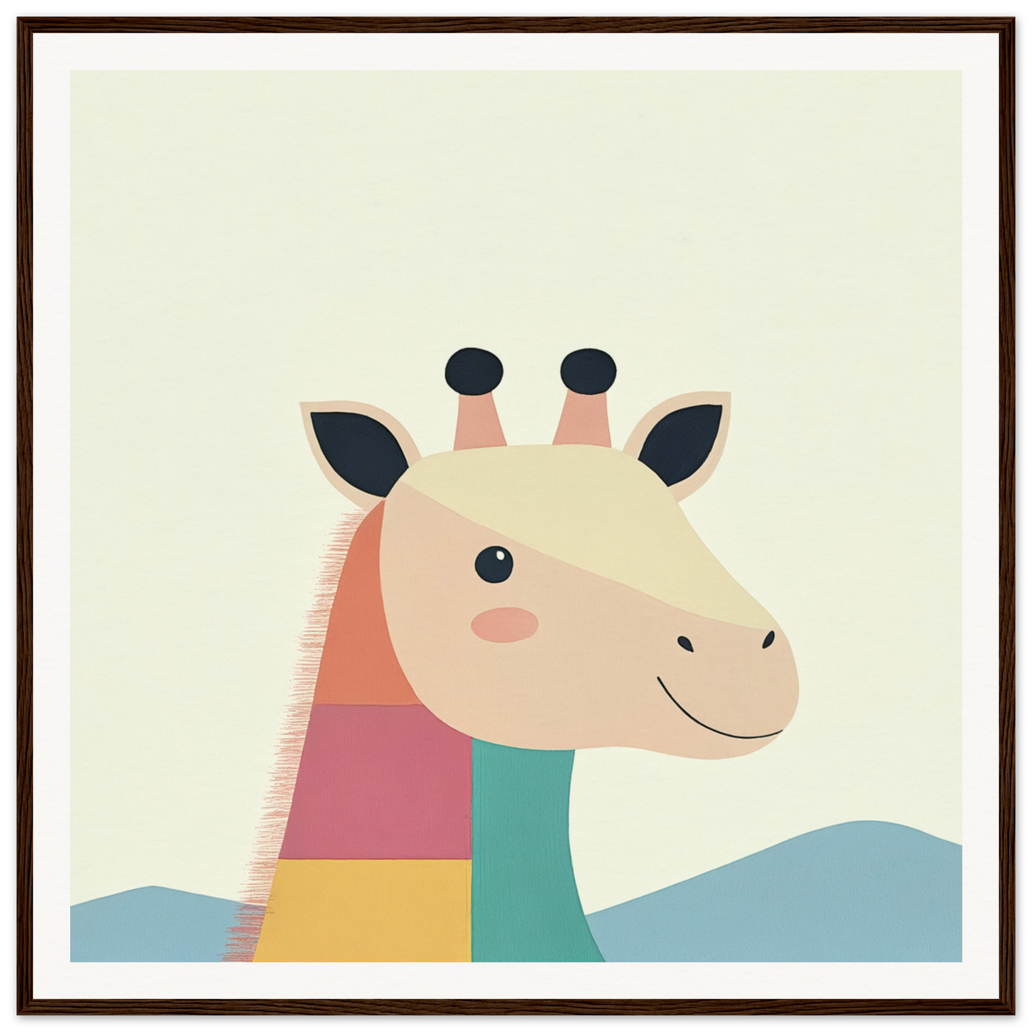 Colorful cartoon giraffe with a smile for cute nursery wall art in Product99
