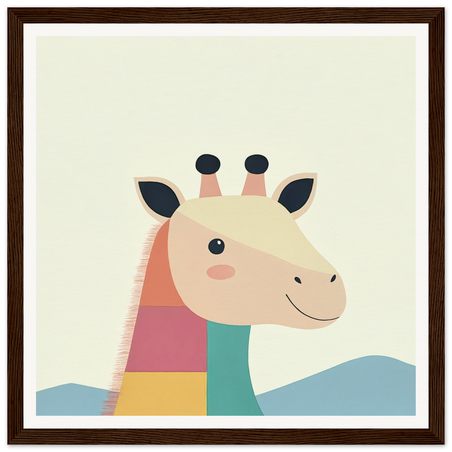 Colorful cartoon giraffe smiling, perfect for Nursery Wall Art in Product99