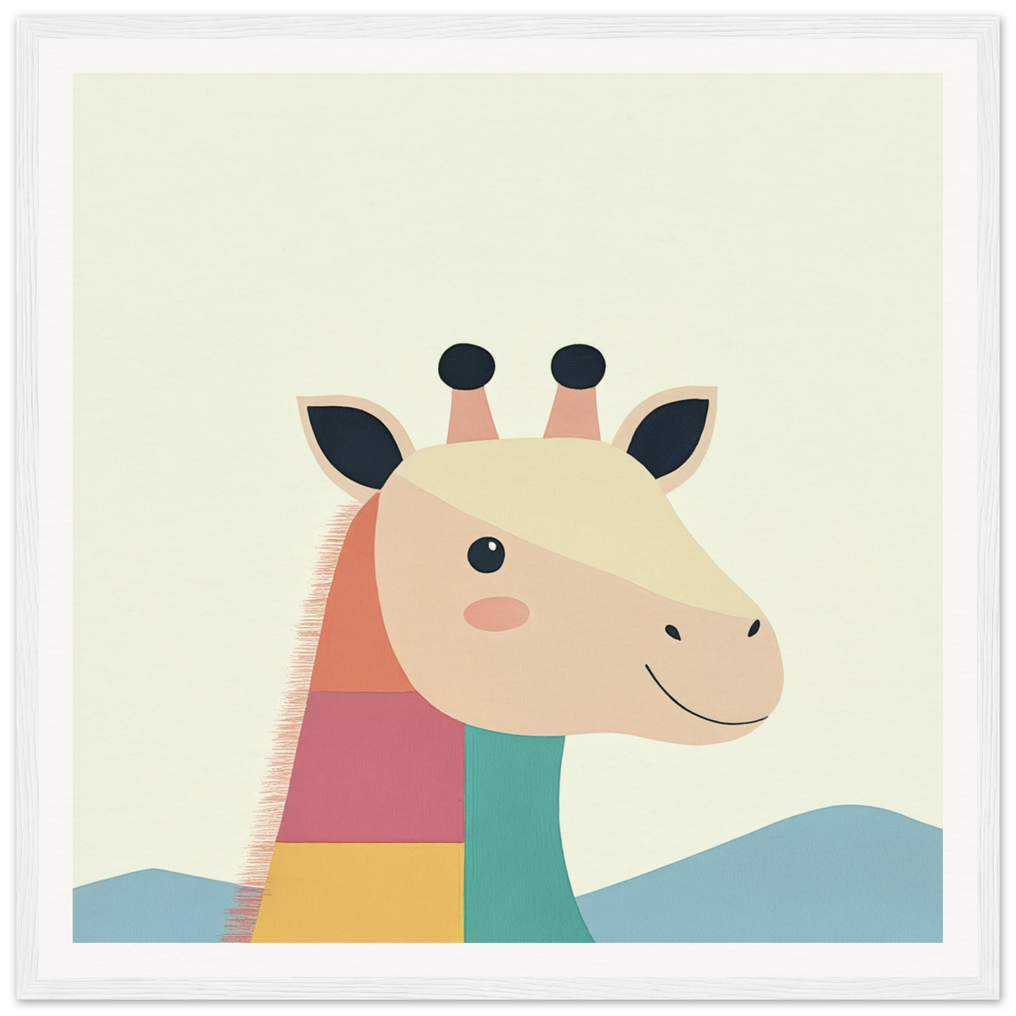 Colorful cartoon giraffe with a smile perfect for nursery wall art or decor