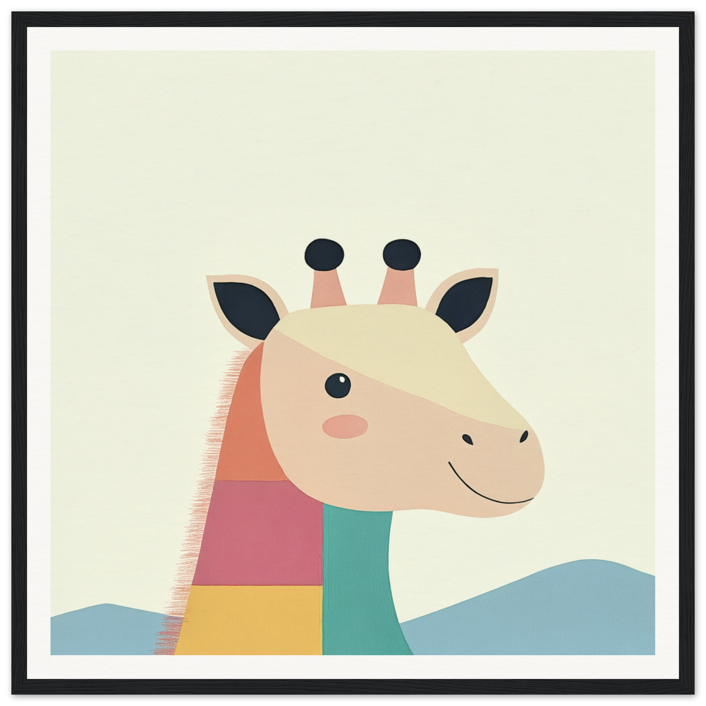 Colorful geometric giraffe illustration adds charm to nursery wall art for product99