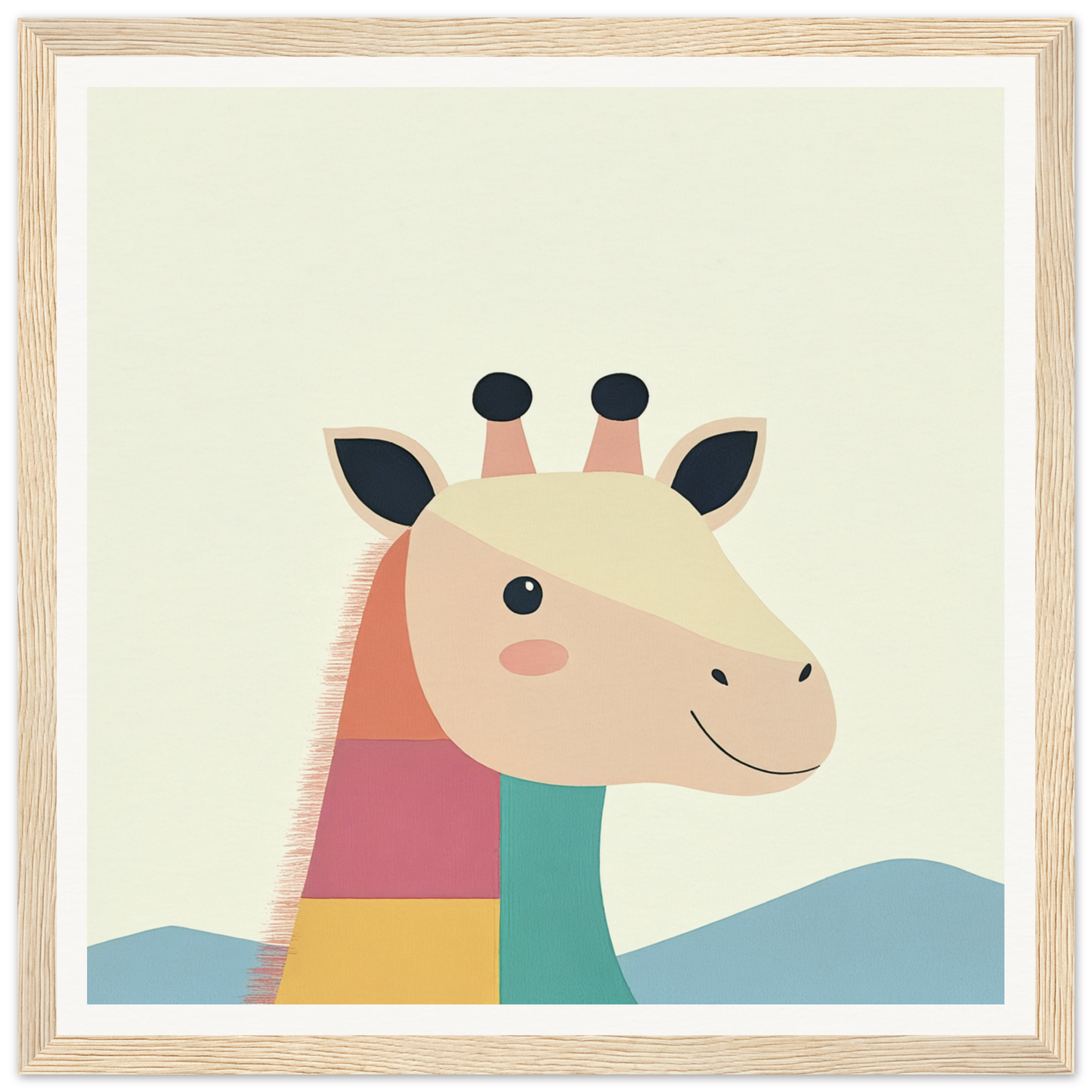 Colorful cartoon giraffe with a smile perfect for nursery wall art or decor
