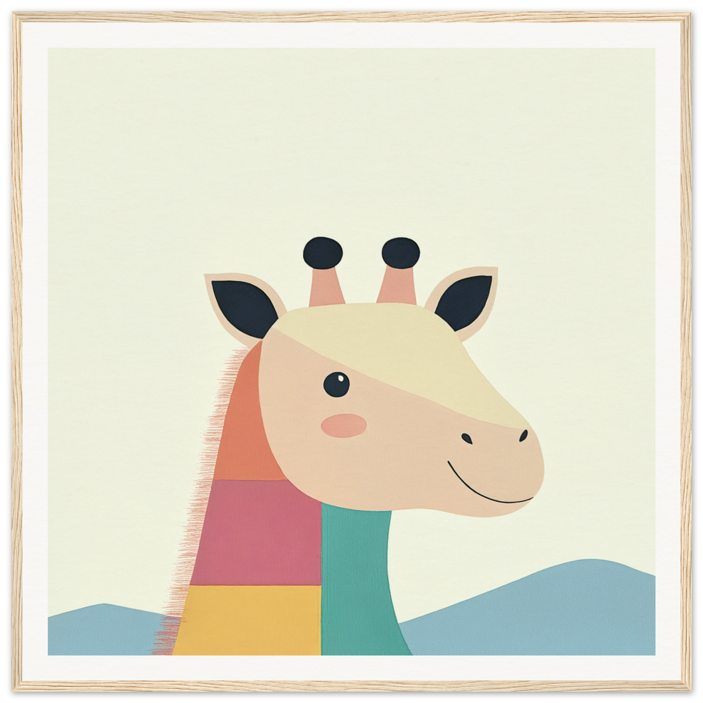 Colorful cartoon giraffe with a smile, perfect for nursery wall art or decor in Product99