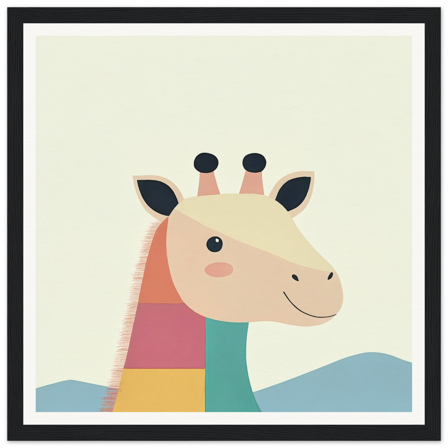 Colorful cartoon giraffe smiling, perfect for nursery wall art or decor in Product99