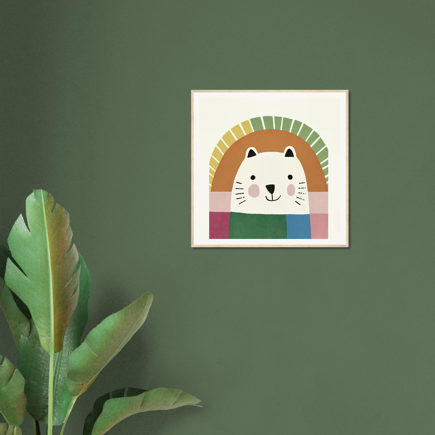 Colorful geometric cat face artwork for Psychedelic Bear Symphony product