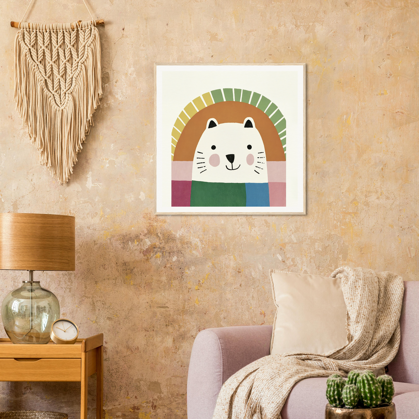 Colorful rainbow-themed cat illustration from Psychedelic Bear Symphony product