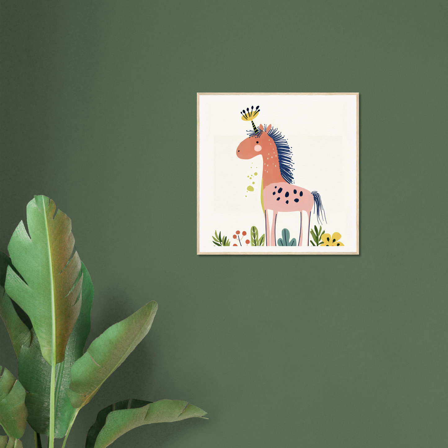 Whimsical cartoon horse with blue mane and crown from Psychedelic Creature Dreaming
