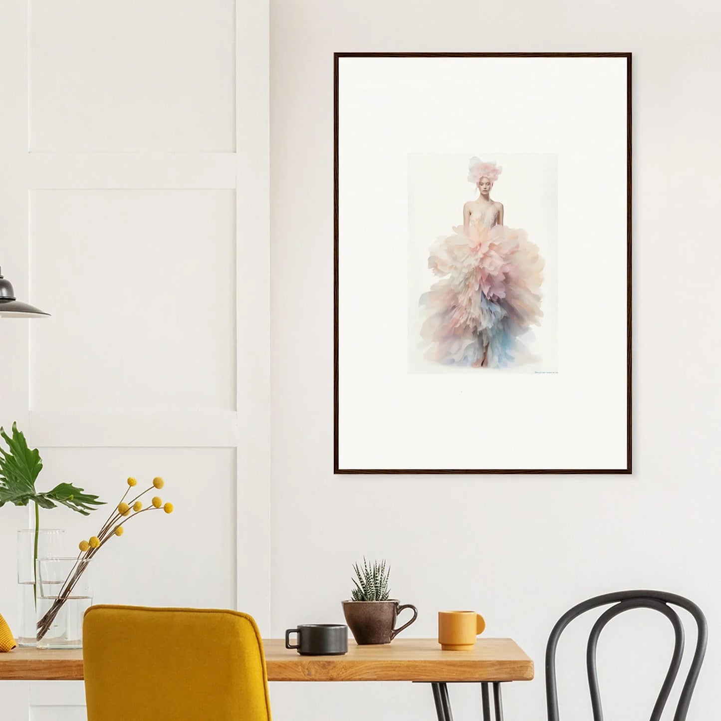 Framed wall art of an ethereal figure in pink and blue from Psychedelic Iridescence Hymn